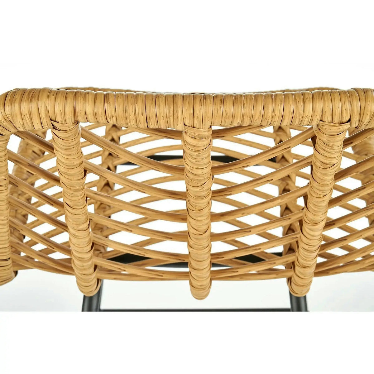 Scaun bar H97, negru/stejar, rattan sintetic/otel, 47x57x113 cm