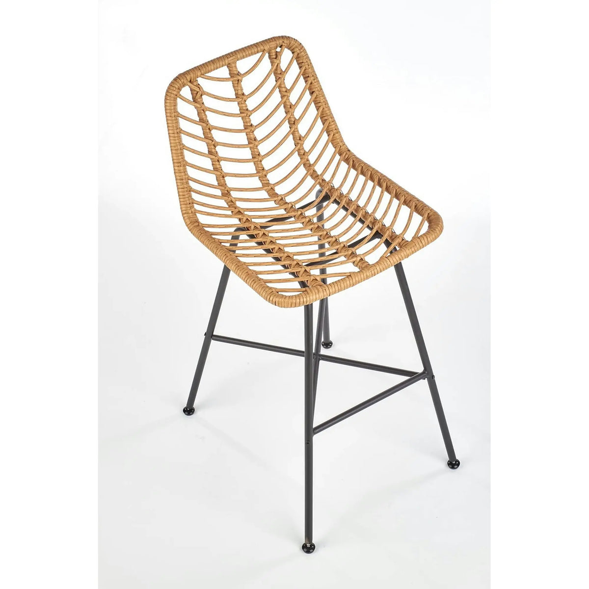 Scaun bar H97, negru/stejar, rattan sintetic/otel, 47x57x113 cm