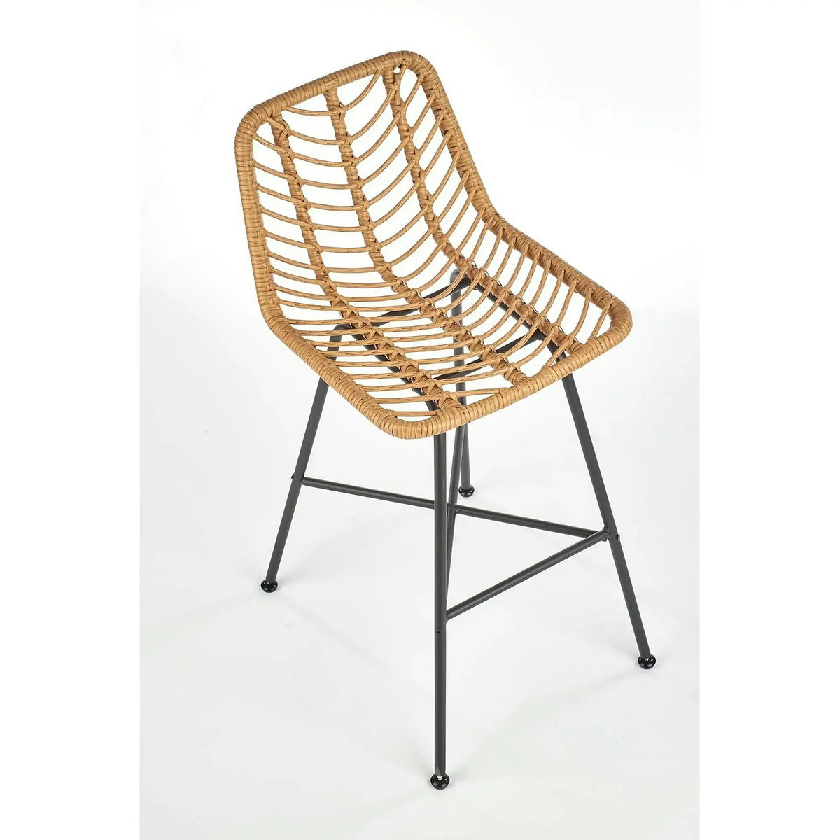 Scaun bar H97, negru/stejar, rattan sintetic/otel, 47x57x113 cm