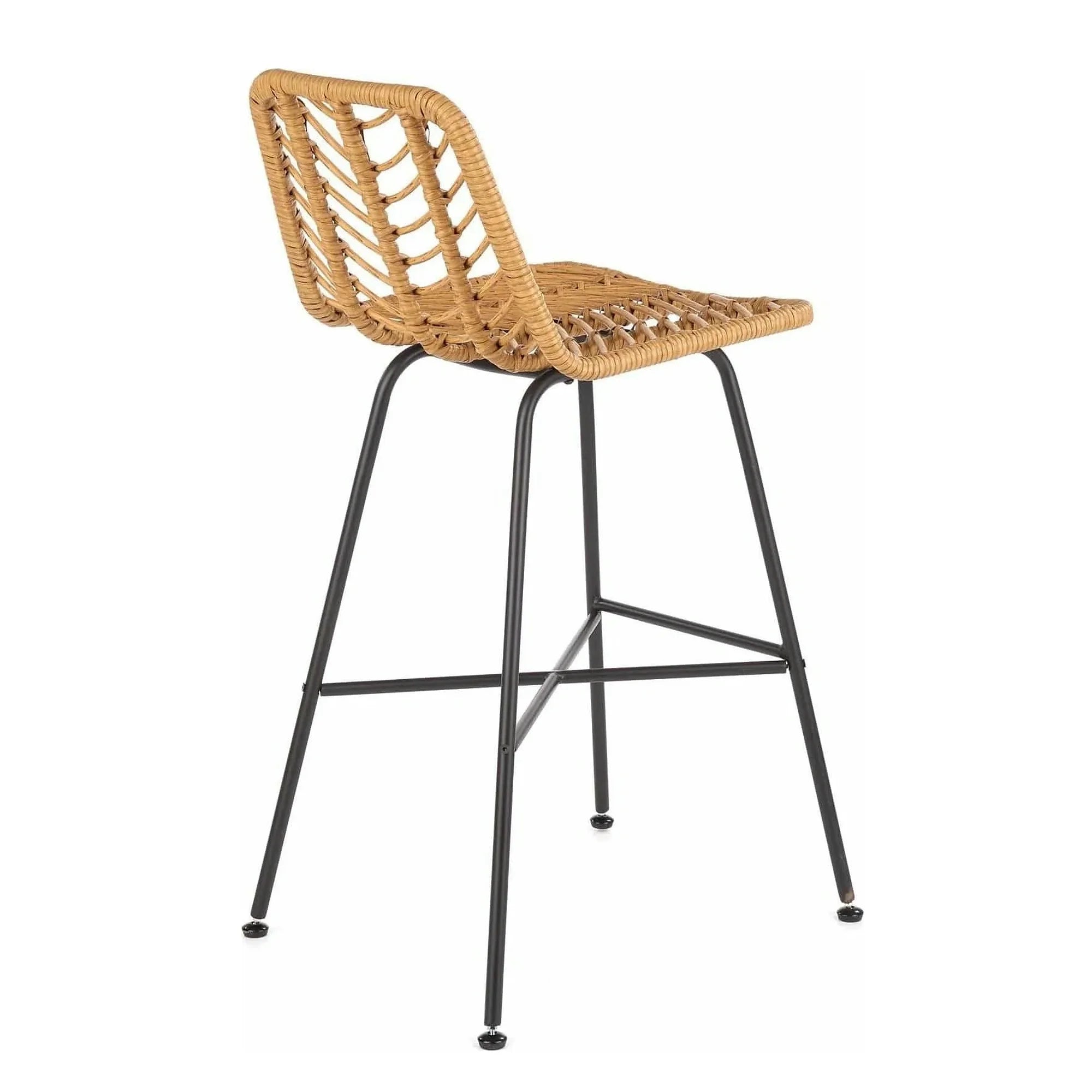 Scaun bar H97, negru/stejar, rattan sintetic/otel, 47x57x113 cm