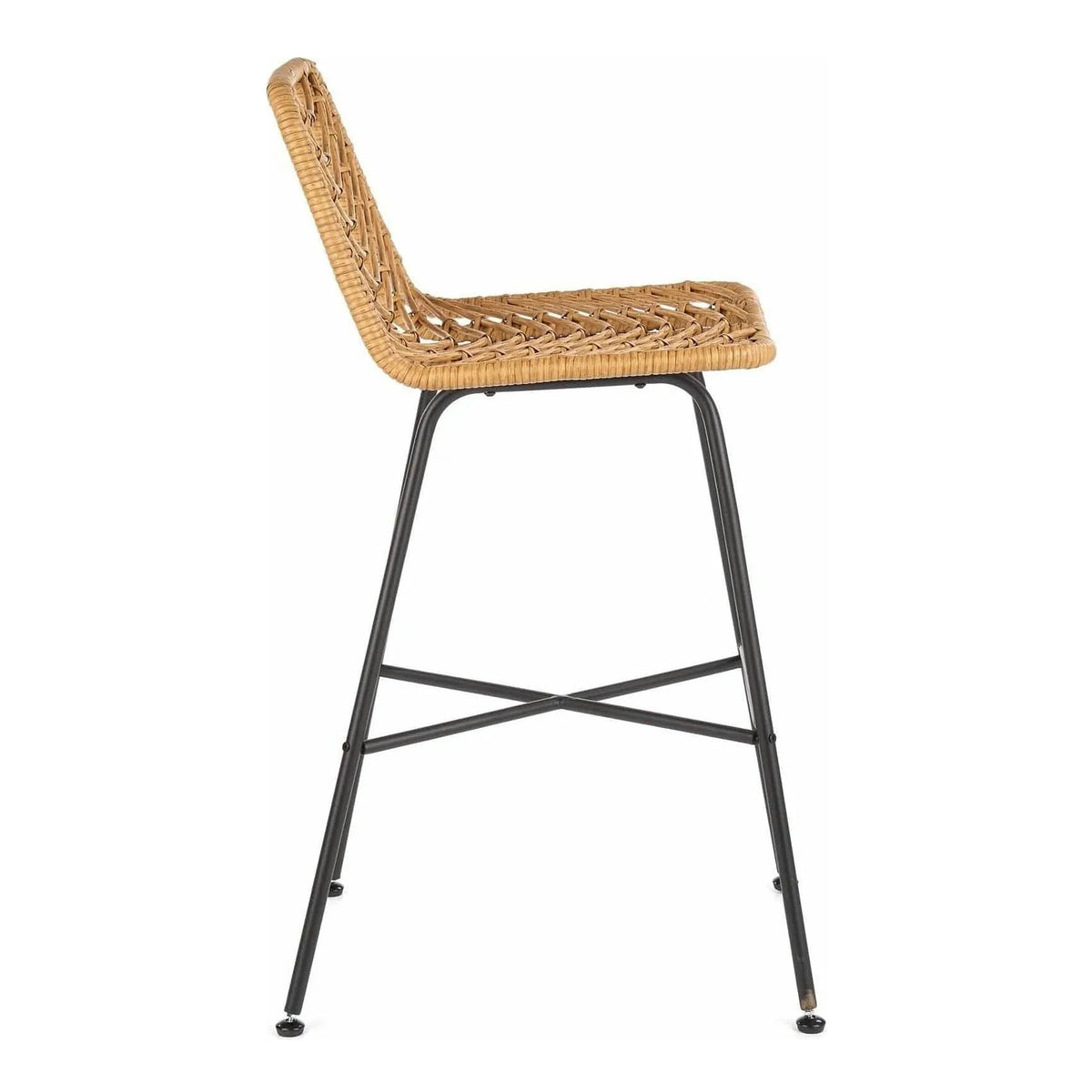 Scaun bar H97, negru/stejar, rattan sintetic/otel, 47x57x113 cm