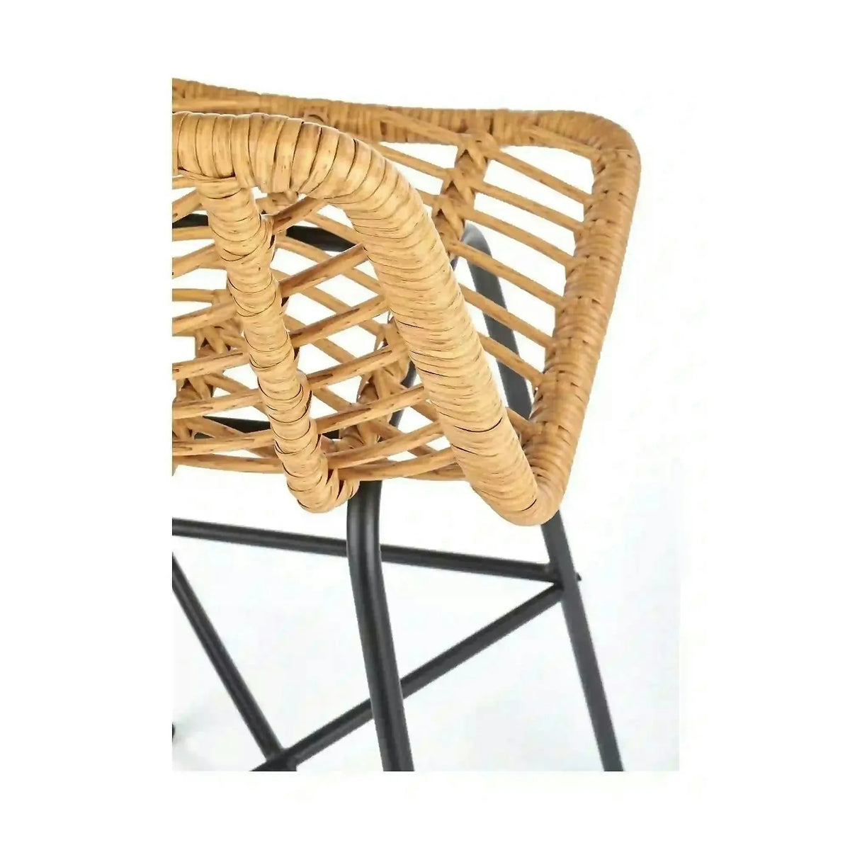 Scaun bar H97, negru/stejar, rattan sintetic/otel, 47x57x113 cm