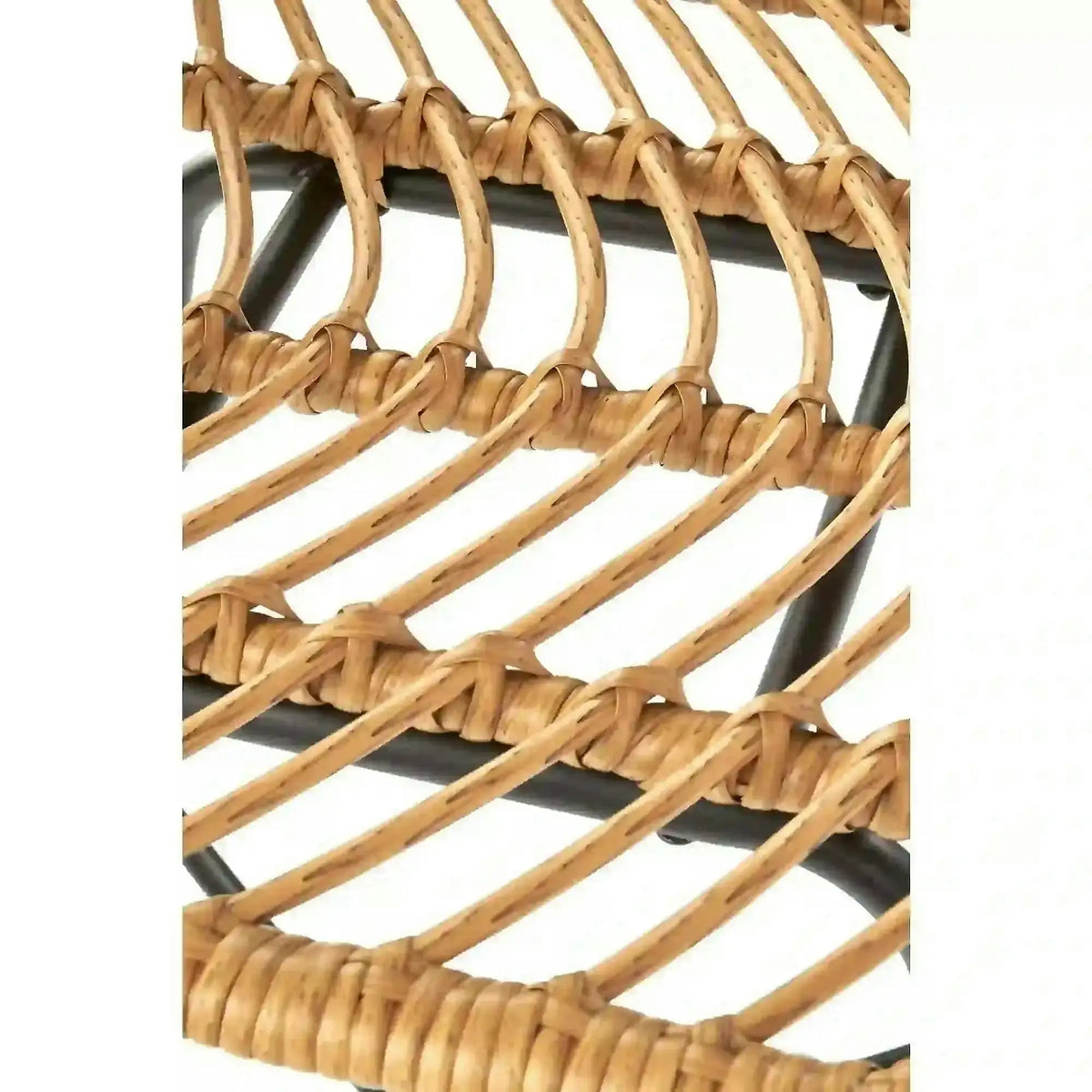 Scaun bar H97, negru/stejar, rattan sintetic/otel, 47x57x113 cm