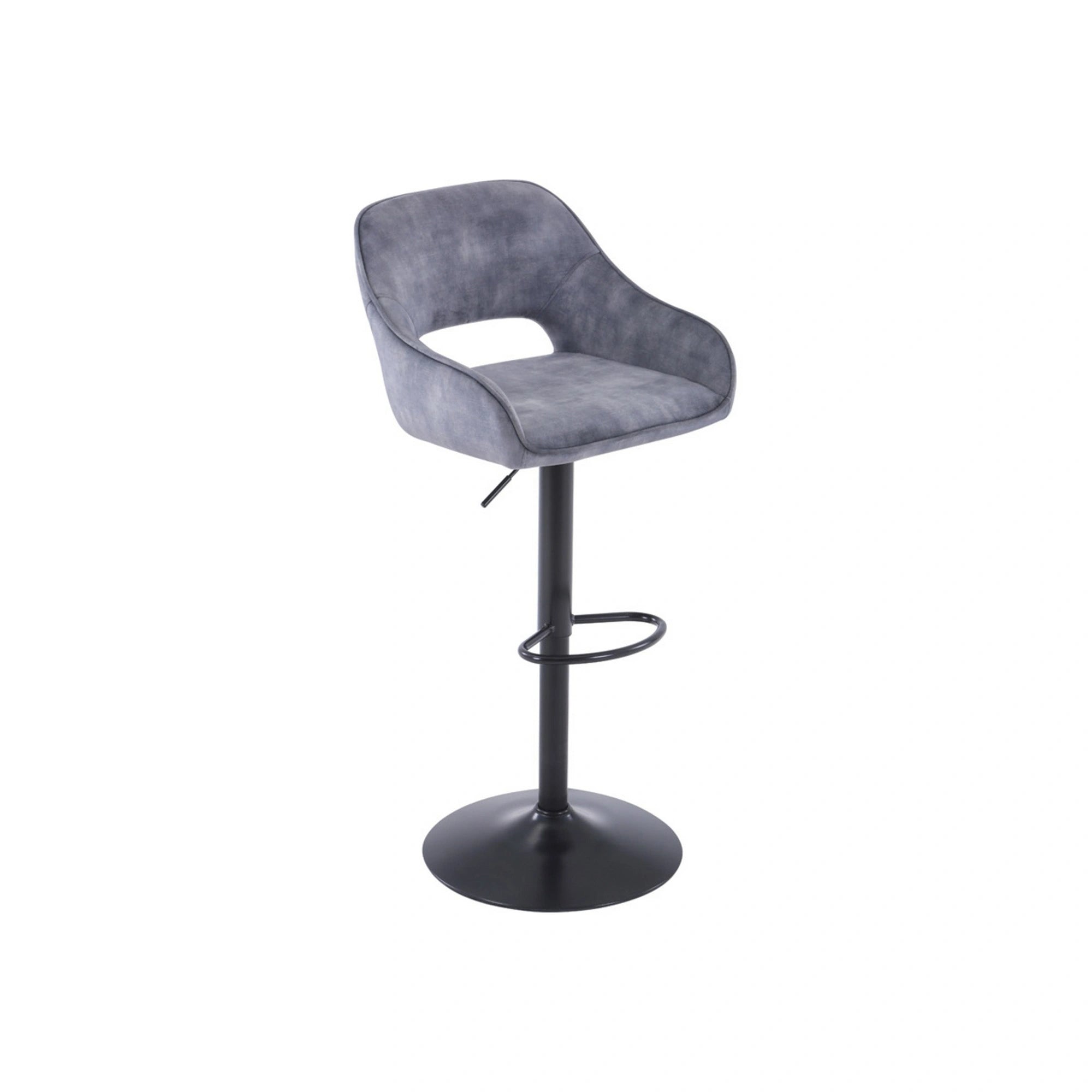 Scaun bar HANNES, gri/negru, stofa/metal, 52x56x89/111 cm