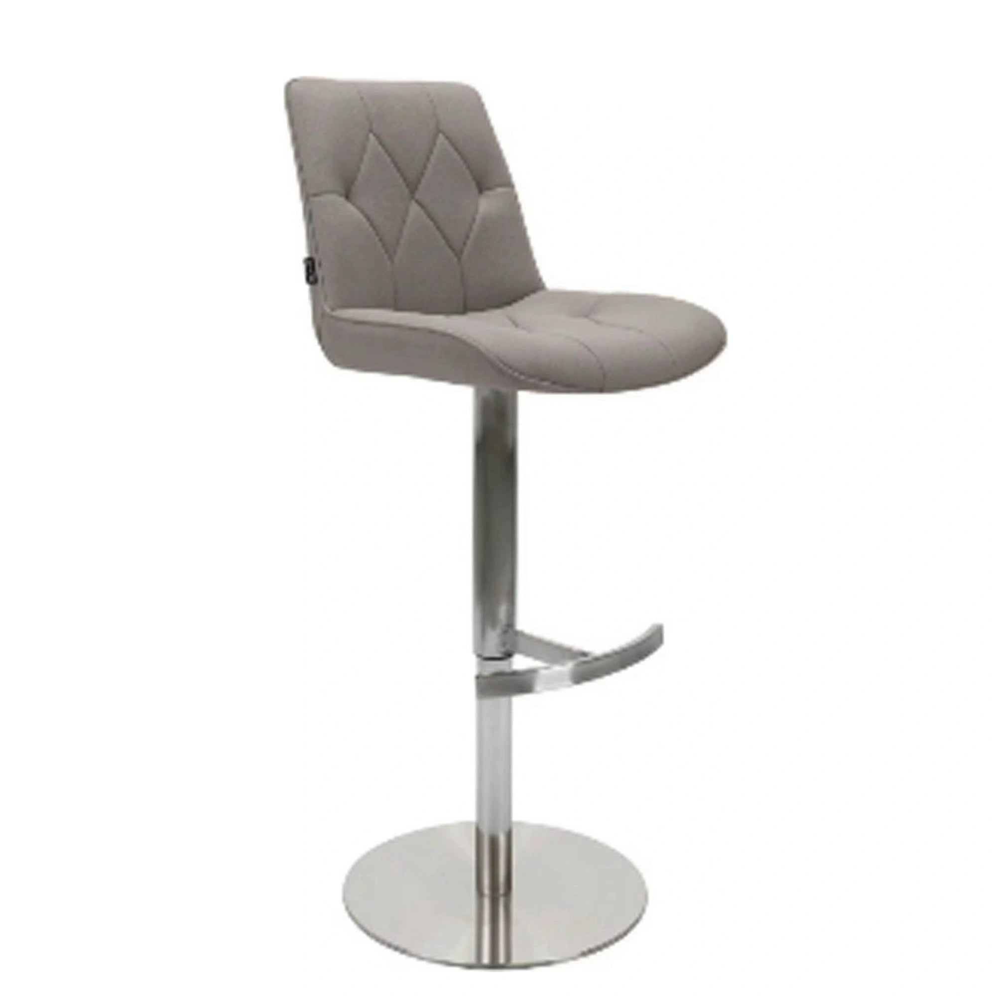 Scaun bar HENRY, gri/crom, stofa/metal, 44x55x110/115 cm