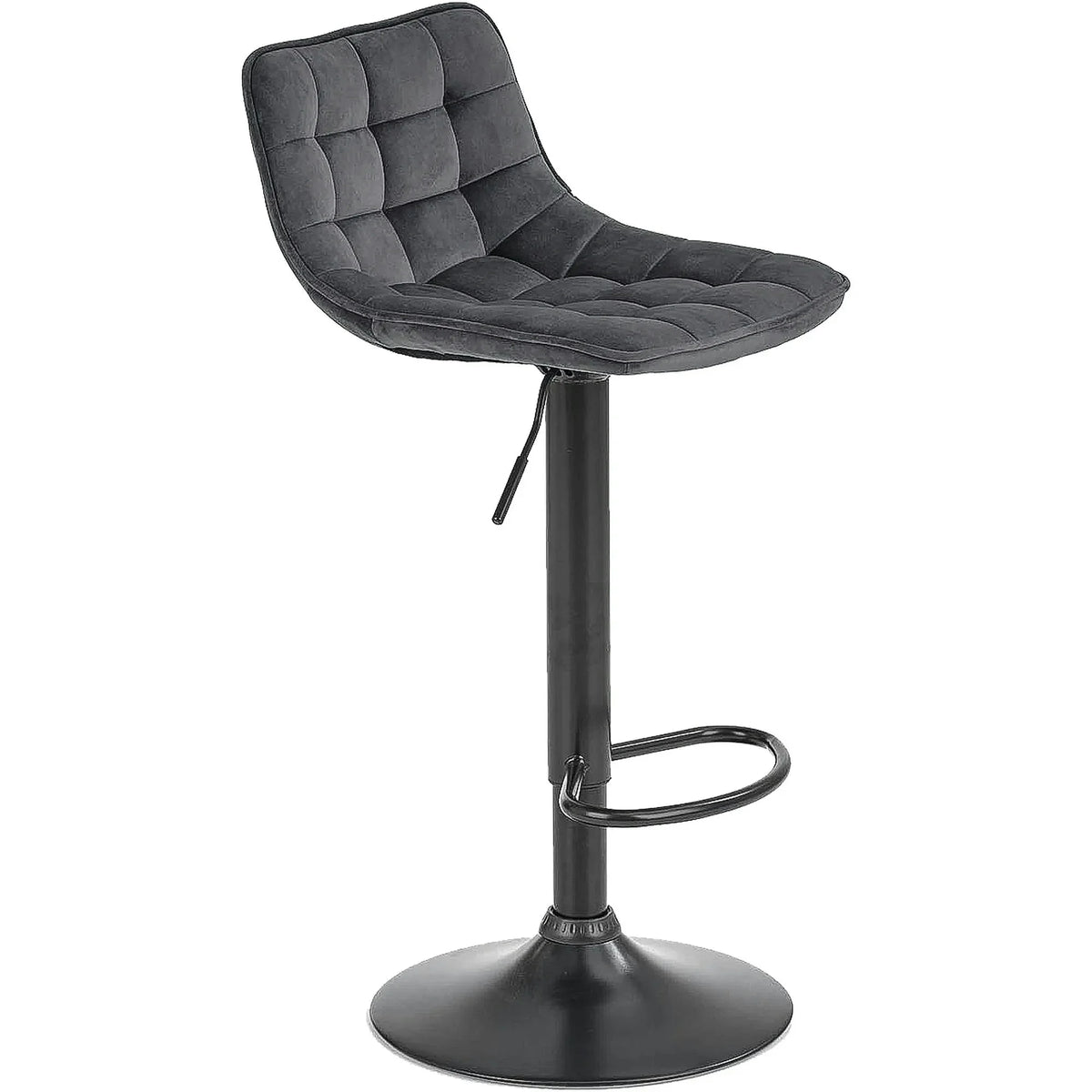 Scaun bar inalt H95, gri/gri inchis, stofa/otel, 43x44x84/106 cm