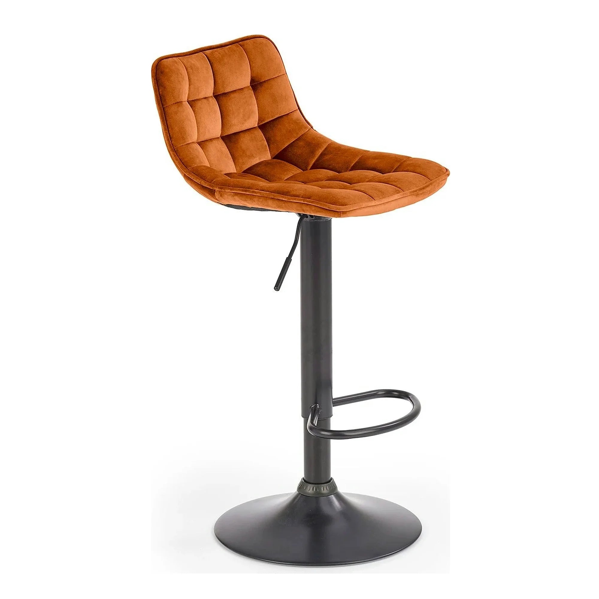 Scaun bar inalt H95, scortisoara - Bluvel 4215/negru, stofa catifelata/metal, 43x44x84/106 cm
