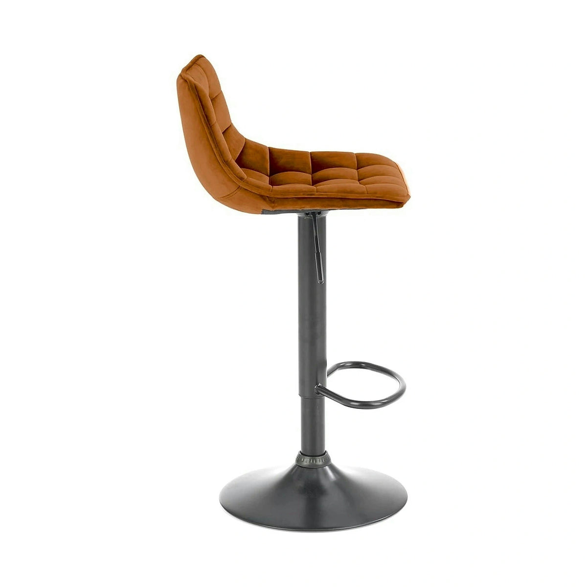 Scaun bar inalt H95, scortisoara - Bluvel 4215/negru, stofa catifelata/metal, 43x44x84/106 cm