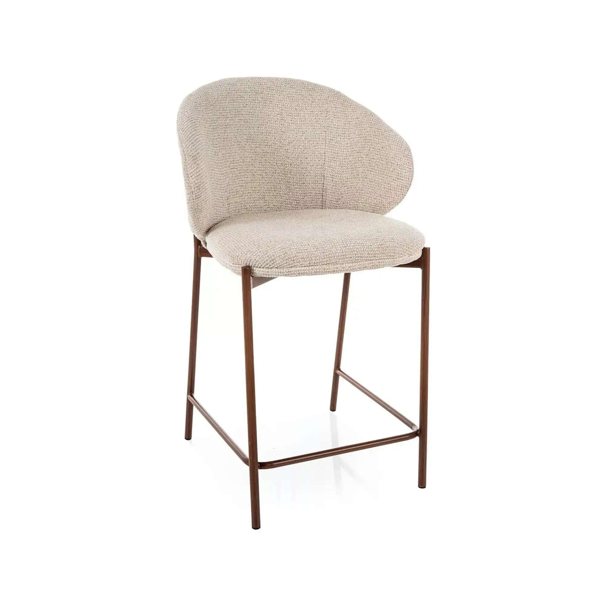 Scaun bar KIOTO H-2, bej deschis/nuc, stofă/metal, 54x44x90 cm