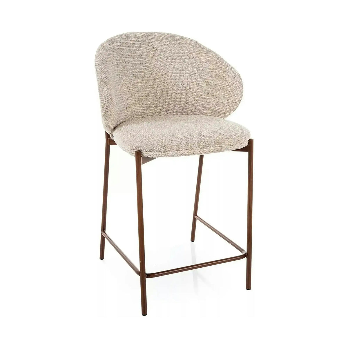 Scaun bar KIOTO H-2, bej deschis/nuc, stofă/metal, 54x44x90 cm