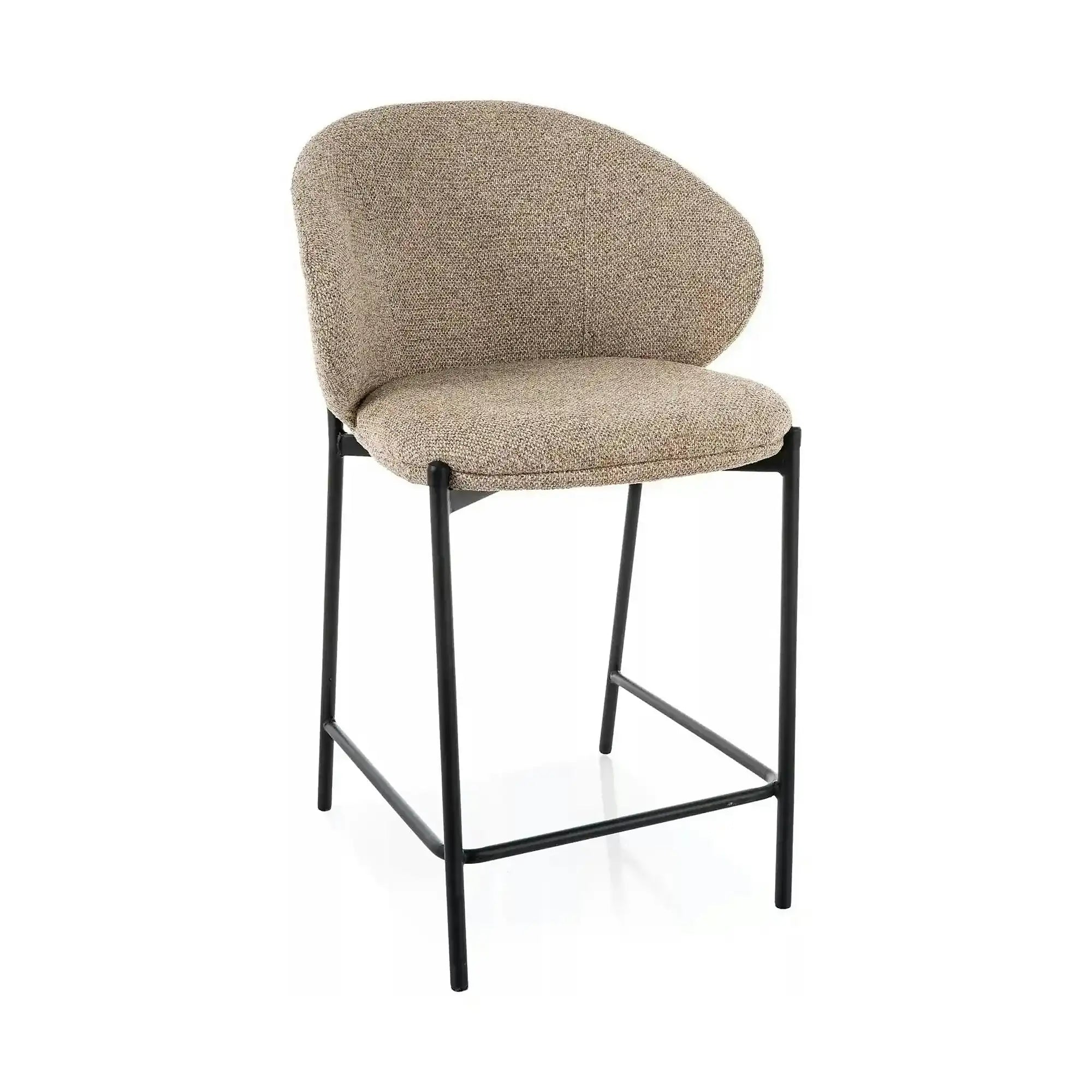 Scaun bar KIOTO H-2, bej/negru, stofă/metal, 54x44x90 cm