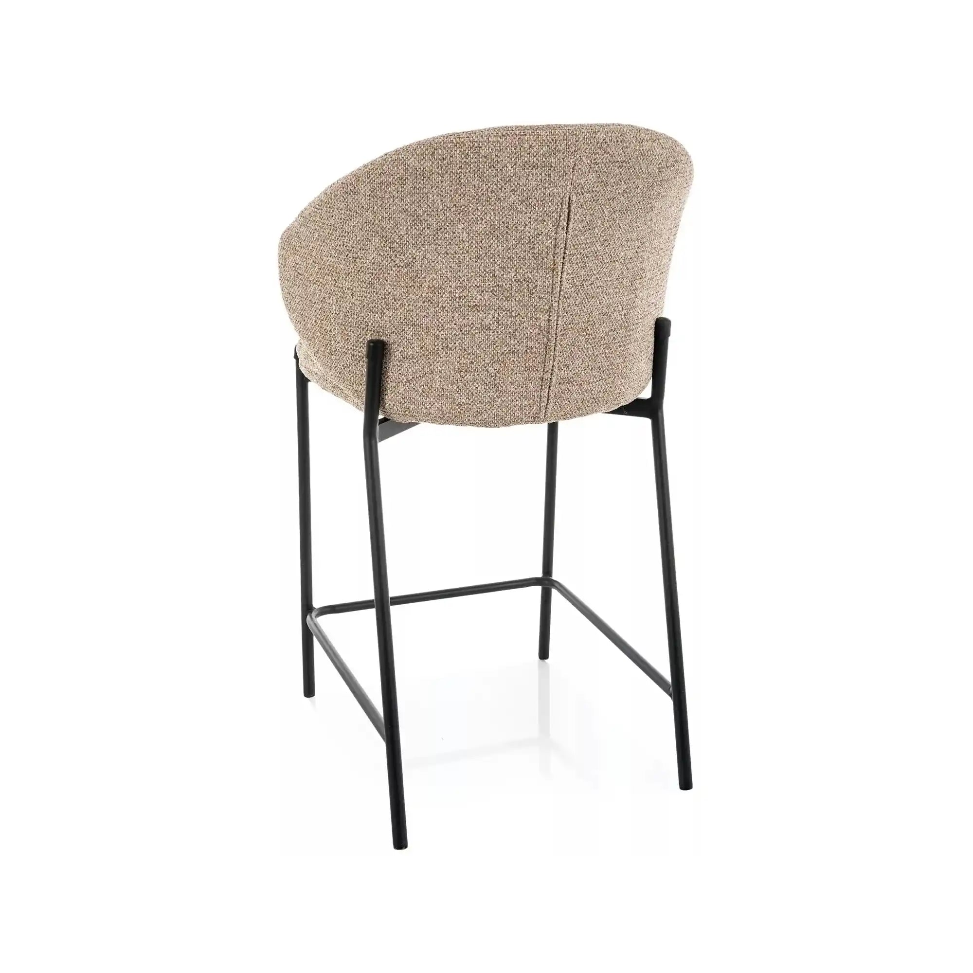 Scaun bar KIOTO H-2, bej/negru, stofă/metal, 54x44x90 cm
