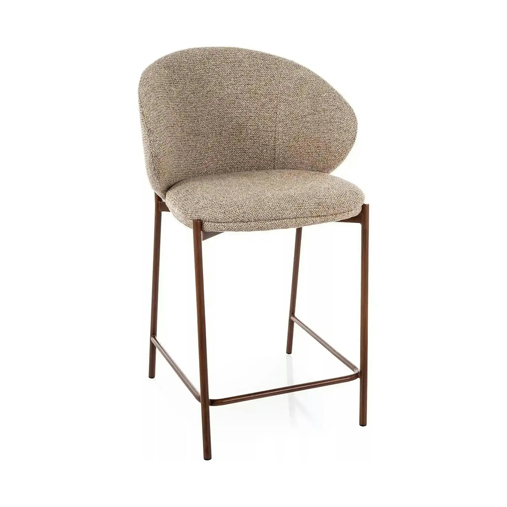 Scaun bar KIOTO H-2, bej/nuc, stofă/metal, 54x44x90 cm