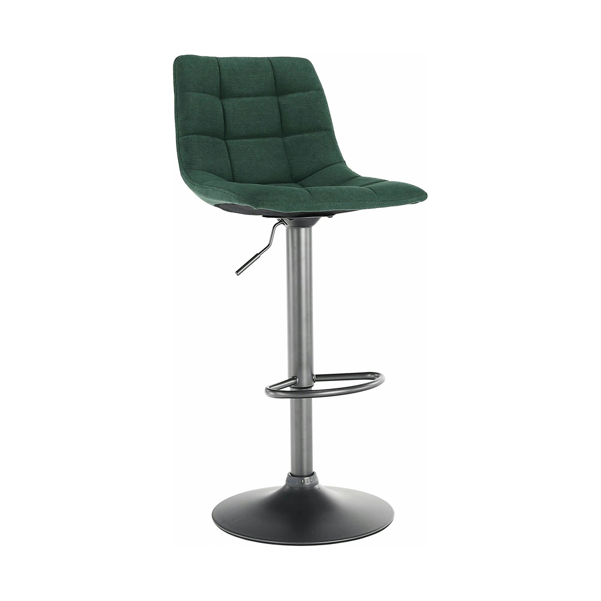 Scaun bar LAHELA, verde/negru, stofa clasica/metal, 44x50x91/112 cm