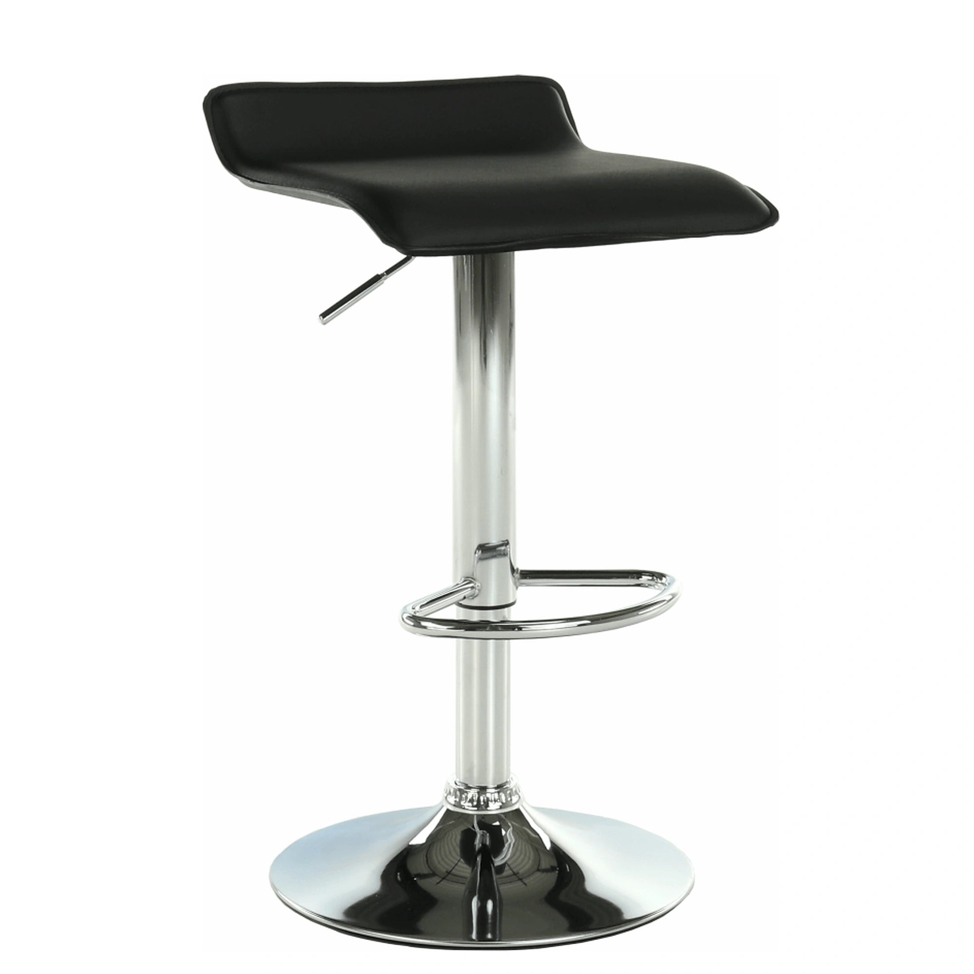 Scaun bar LARIA NEW, negru/crom, piele ecologica/metal, 37x39x64/85 cm