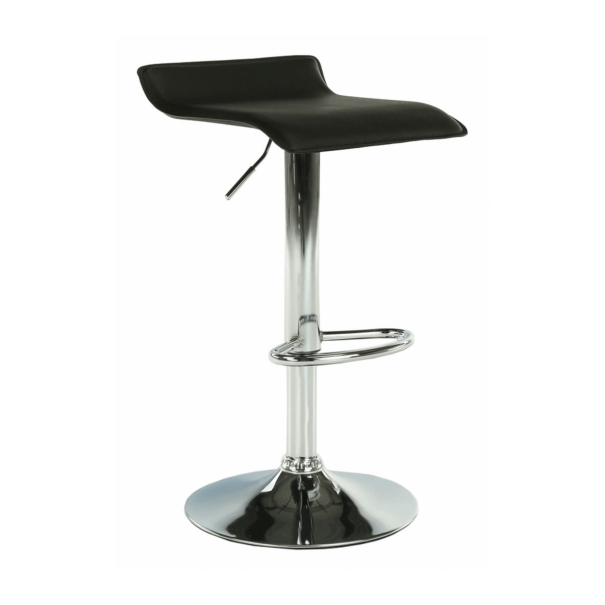 Scaun bar LARIA NEW, negru/crom, piele ecologica/metal, 37x39x64/85 cm