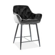 Scaun bar living CHERRY H-2, negru - Bluvel 19, stofa catifelata/metal, 56x40x87 cm