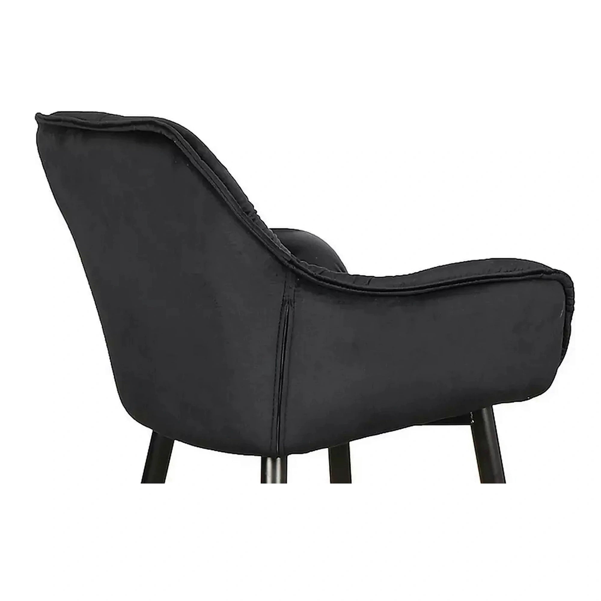 Scaun bar living CHERRY H-2, negru - Bluvel 19, stofa catifelata/metal, 56x40x87 cm