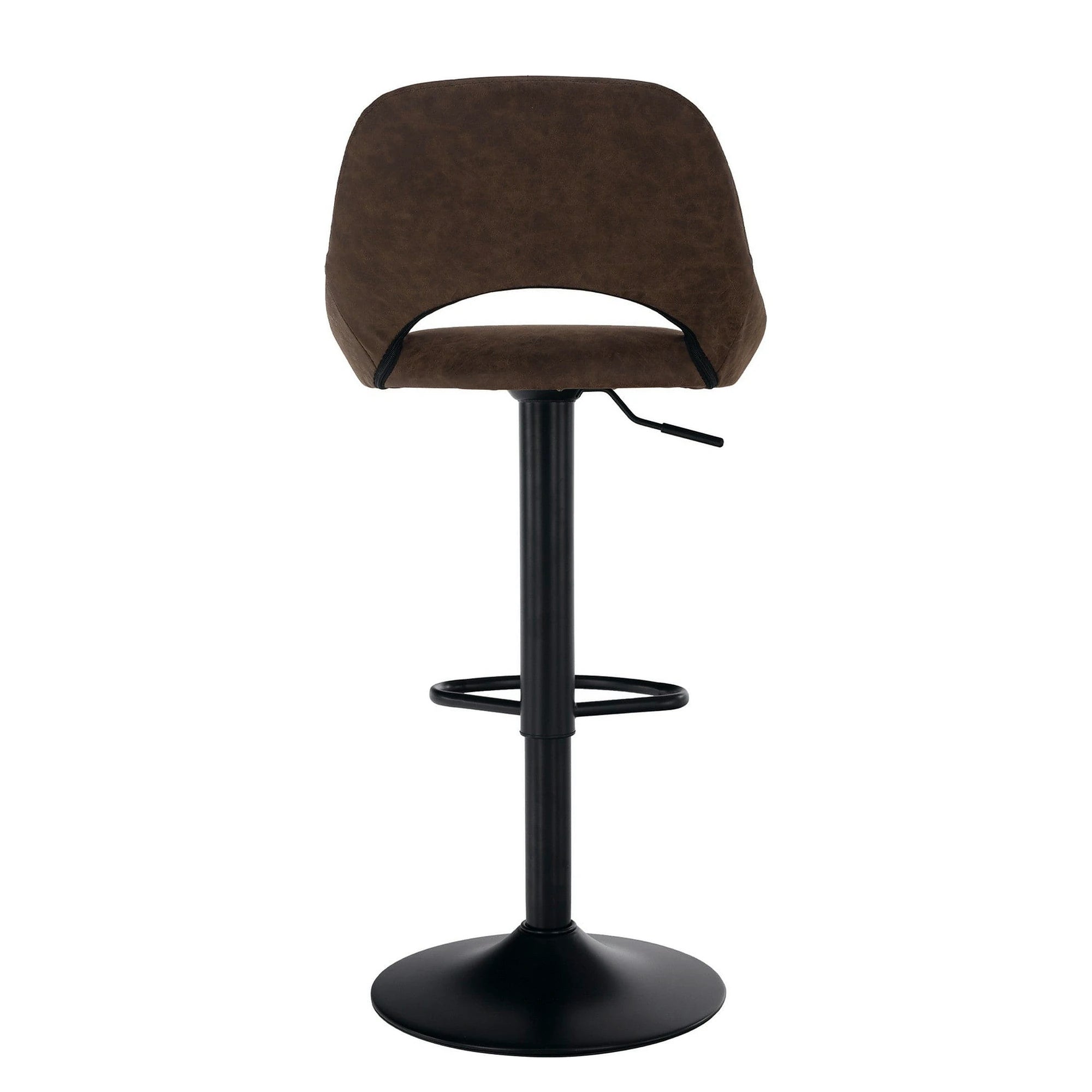 Scaun bar LORASA NEW, maro/negru, piele intoarsa/metal, 45x45x82/102 cm