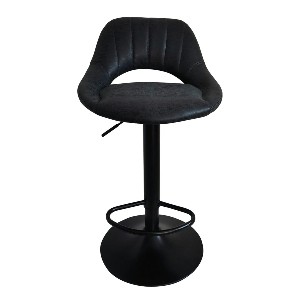 Scaun bar LORASA NEW, negru, piele intoarsa/metal, 45x45x82/102 cm