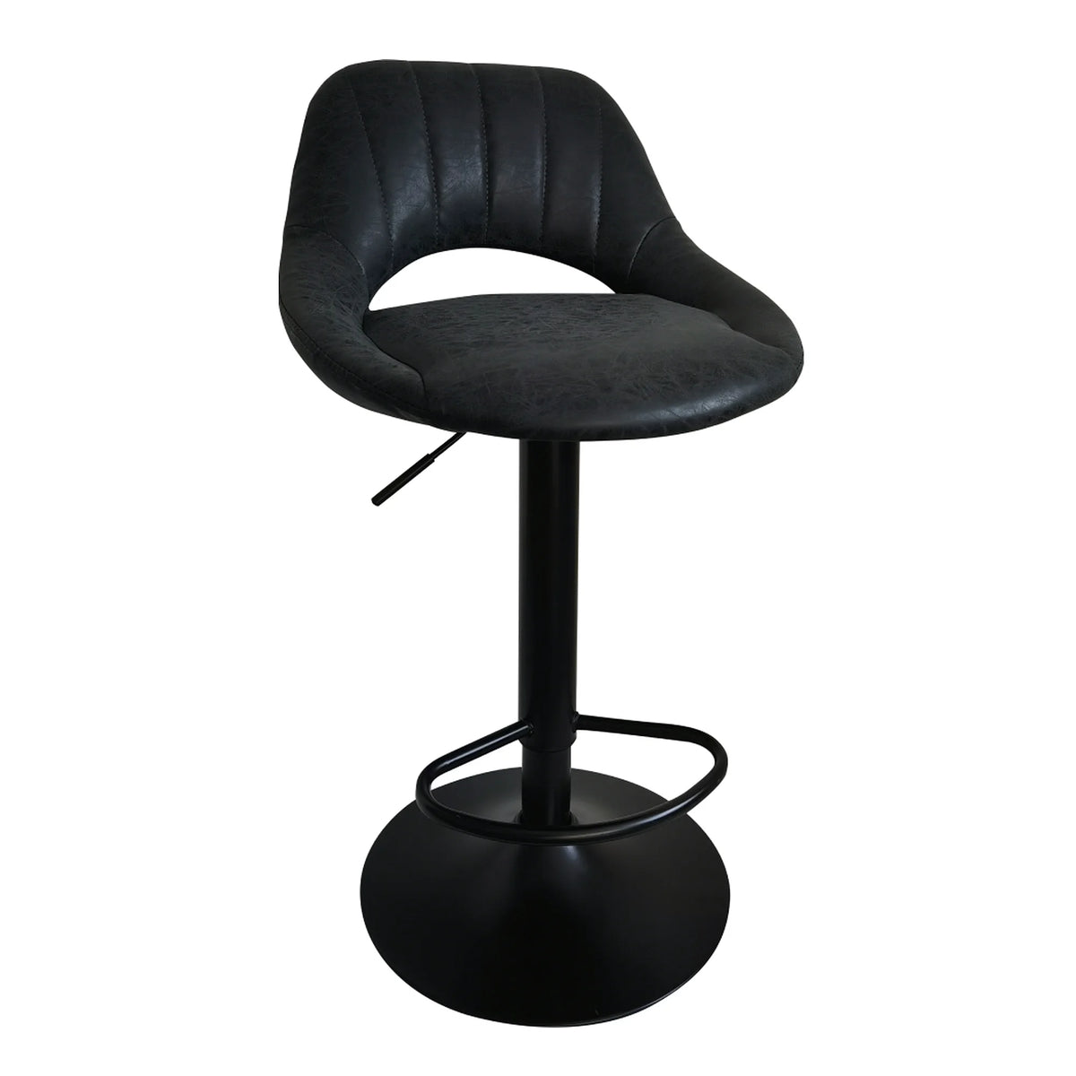 Scaun bar LORASA NEW, negru, piele intoarsa/metal, 45x45x82/102 cm