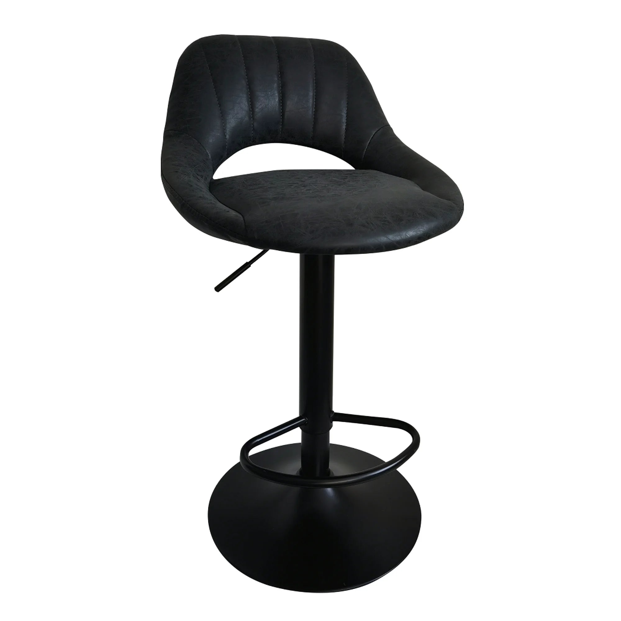 Scaun bar LORASA NEW, negru, piele intoarsa/metal, 45x45x82/102 cm