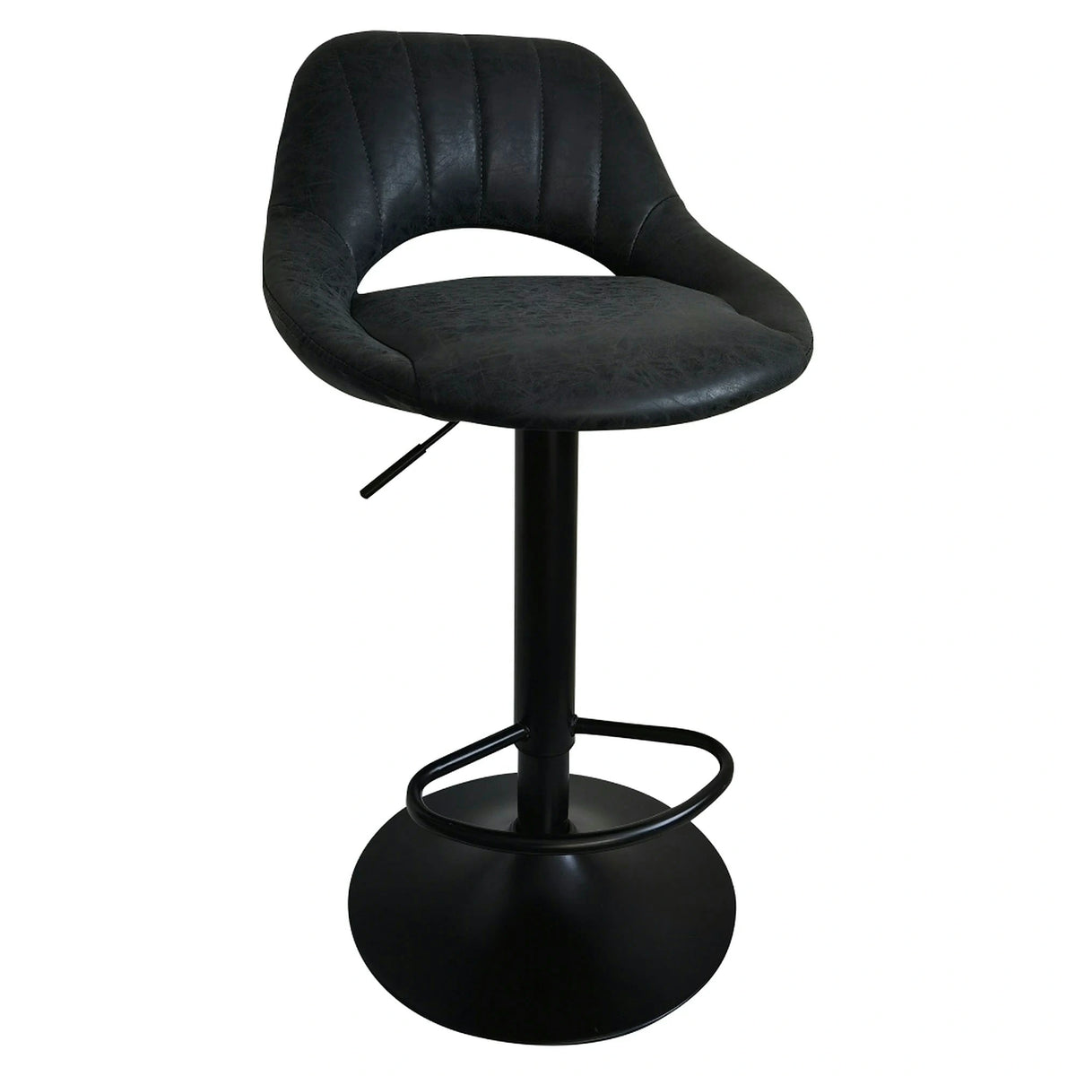 Scaun bar LORASA NEW, negru, piele intoarsa/metal, 45x45x82/102 cm