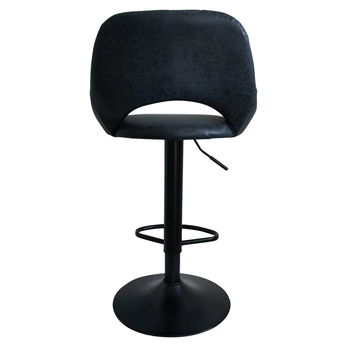 Scaun bar LORASA NEW, negru, piele intoarsa/metal, 45x45x82/102 cm
