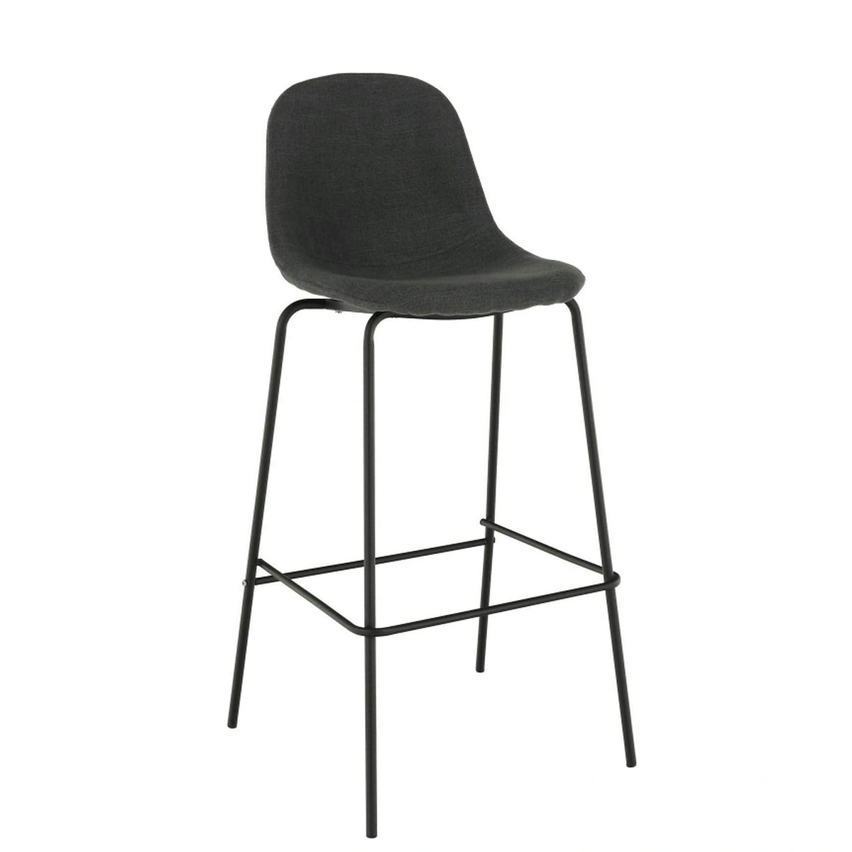 Scaun bar MARIOLA 2 NEW, gri inchis/negru, stofa clasica/metal, 49x51x101 cm