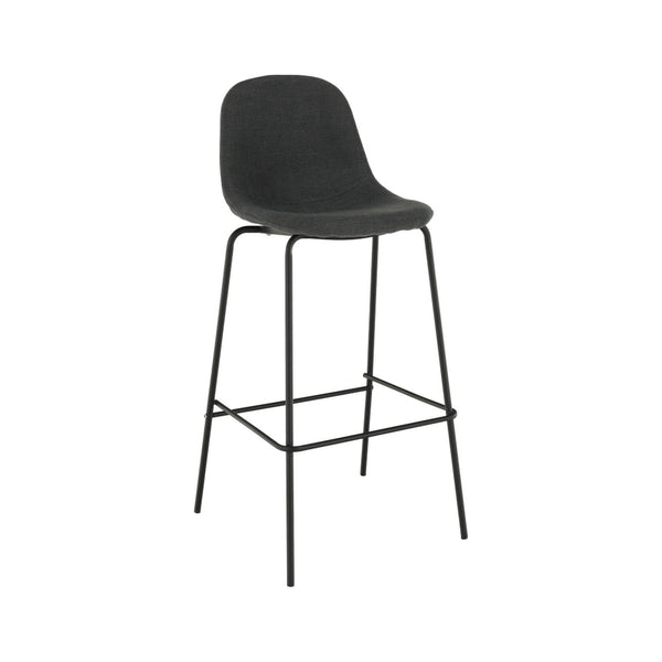 Scaun bar MARIOLA 2 NEW, gri inchis/negru, stofa clasica/metal, 49x51x101 cm