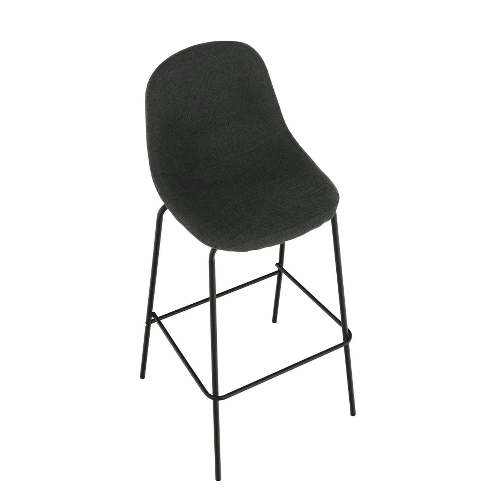Scaun bar MARIOLA 2 NEW, gri inchis/negru, stofa clasica/metal, 49x51x101 cm