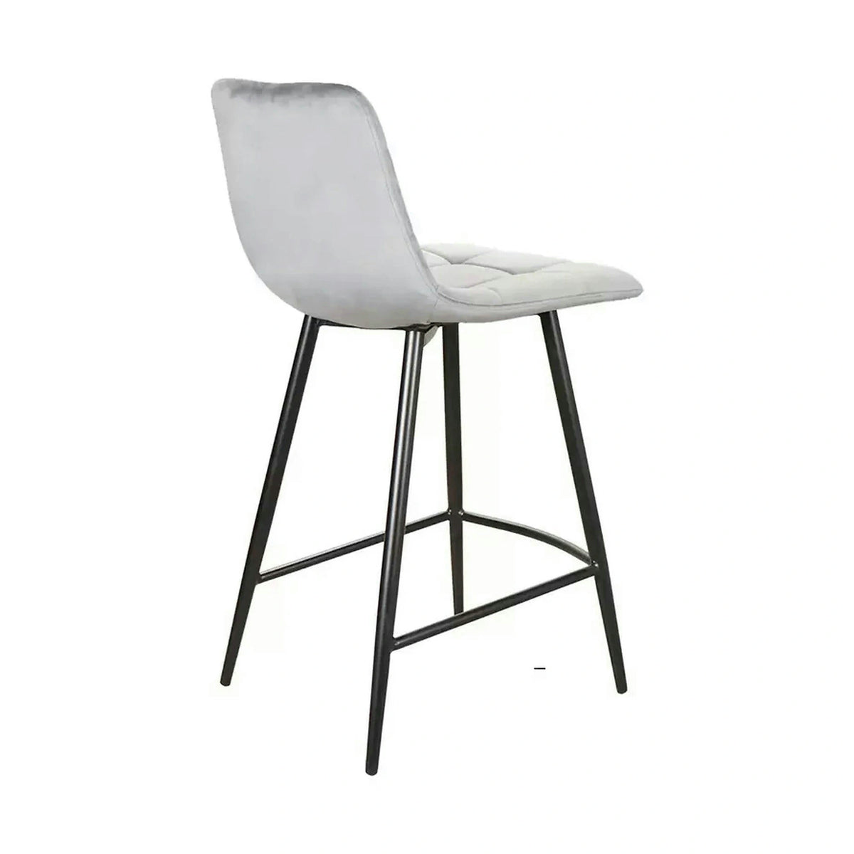 Scaun bar MILA H-2, gri/negru, stofa catifelata/metal, 43x38x87 cm