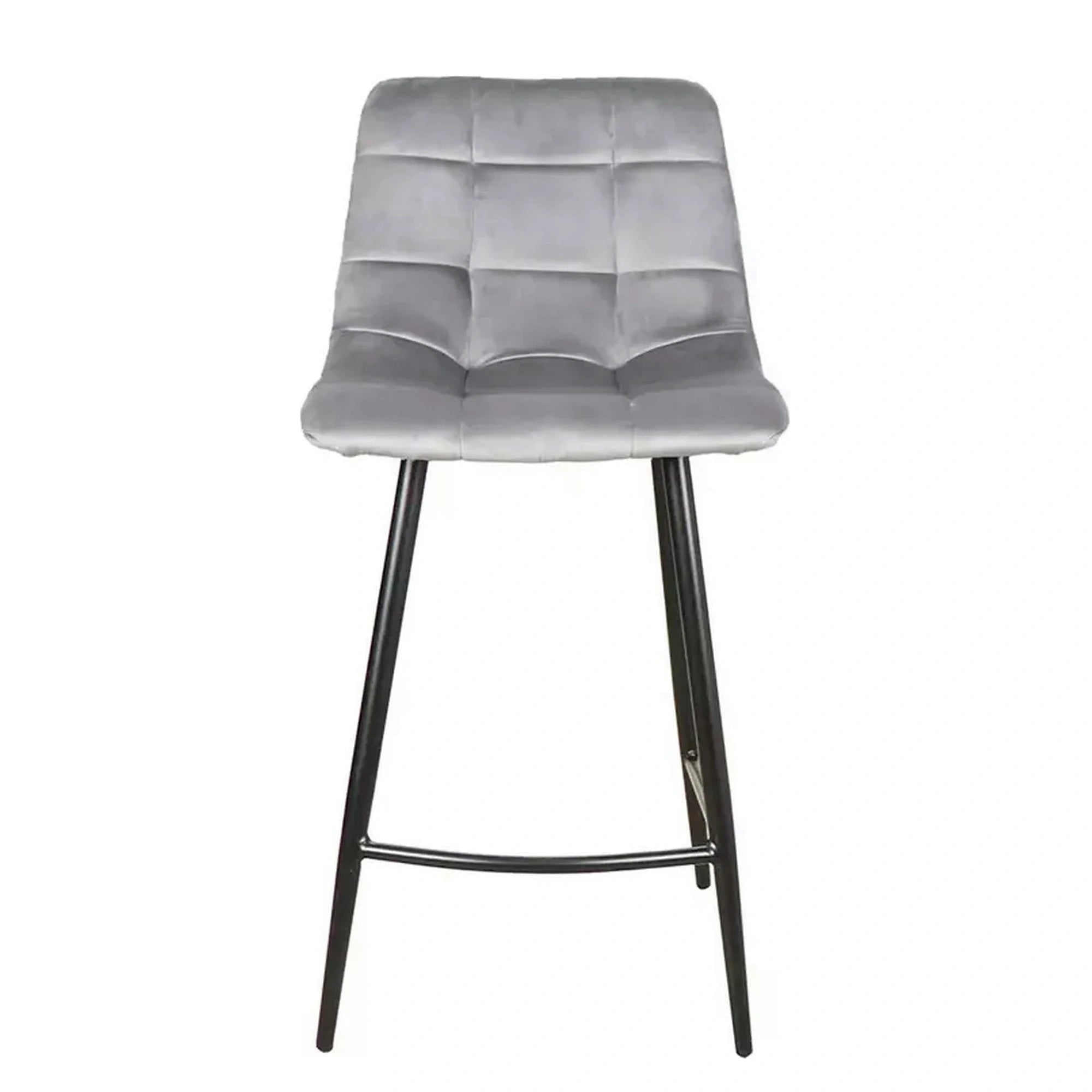 Scaun bar MILA H-2, gri/negru, stofa catifelata/metal, 43x38x87 cm
