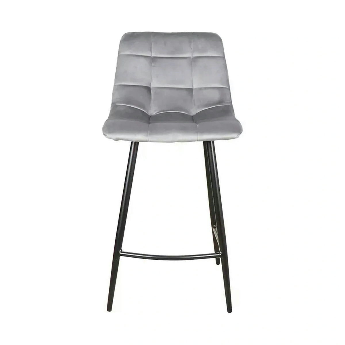 Scaun bar MILA H-2, gri/negru, stofa catifelata/metal, 43x38x87 cm