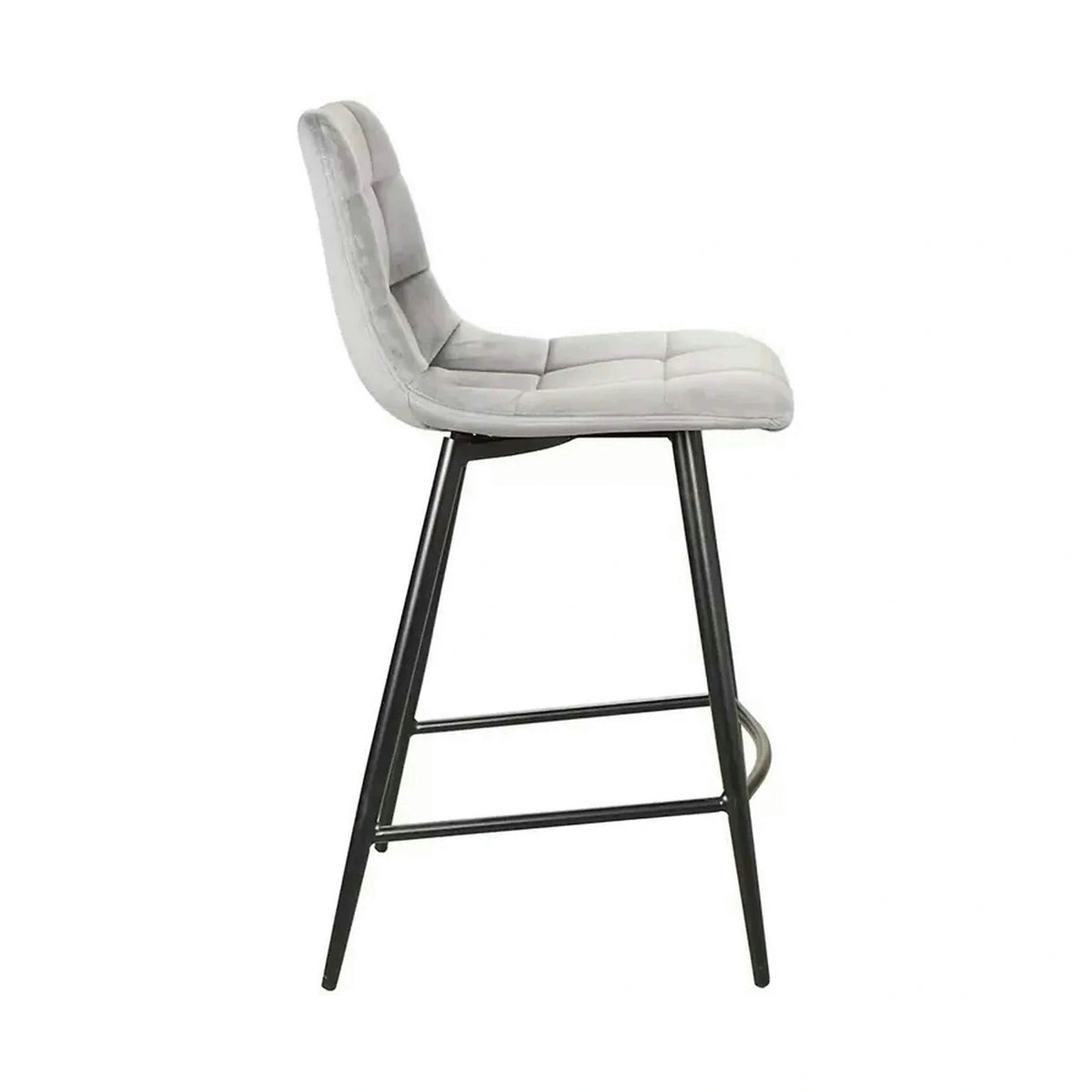 Scaun bar MILA H-2, gri/negru, stofa catifelata/metal, 43x38x87 cm