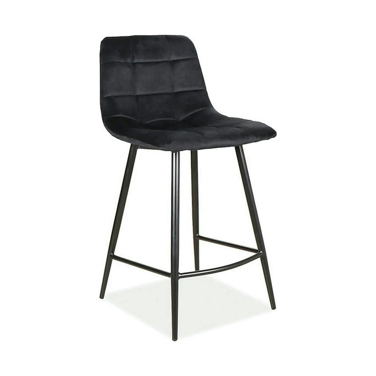 Scaun bar MILA H-2, negru, stofa catifelata/metal, 43x38x87 cm