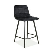 Scaun bar MILA H-2, negru, stofa catifelata/metal, 43x38x87 cm