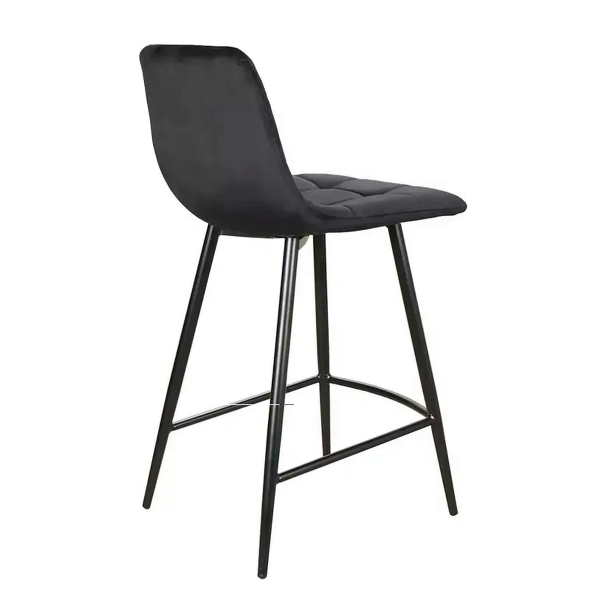 Scaun bar MILA H-2, negru, stofa catifelata/metal, 43x38x87 cm