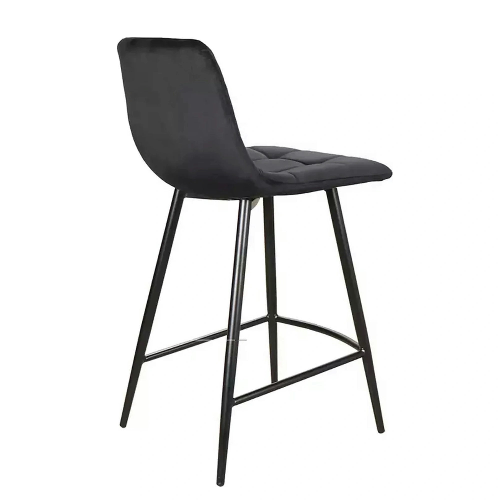 Scaun bar MILA H-2, negru, stofa catifelata/metal, 43x38x87 cm