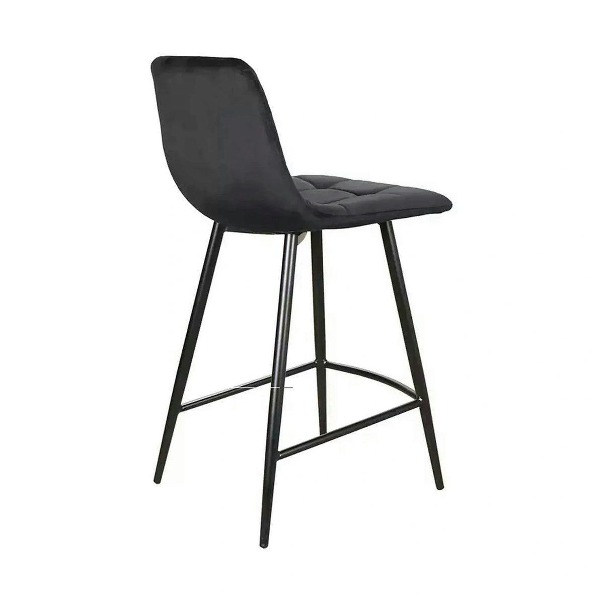 Scaun bar MILA H-2, negru, stofa catifelata/metal, 43x38x87 cm