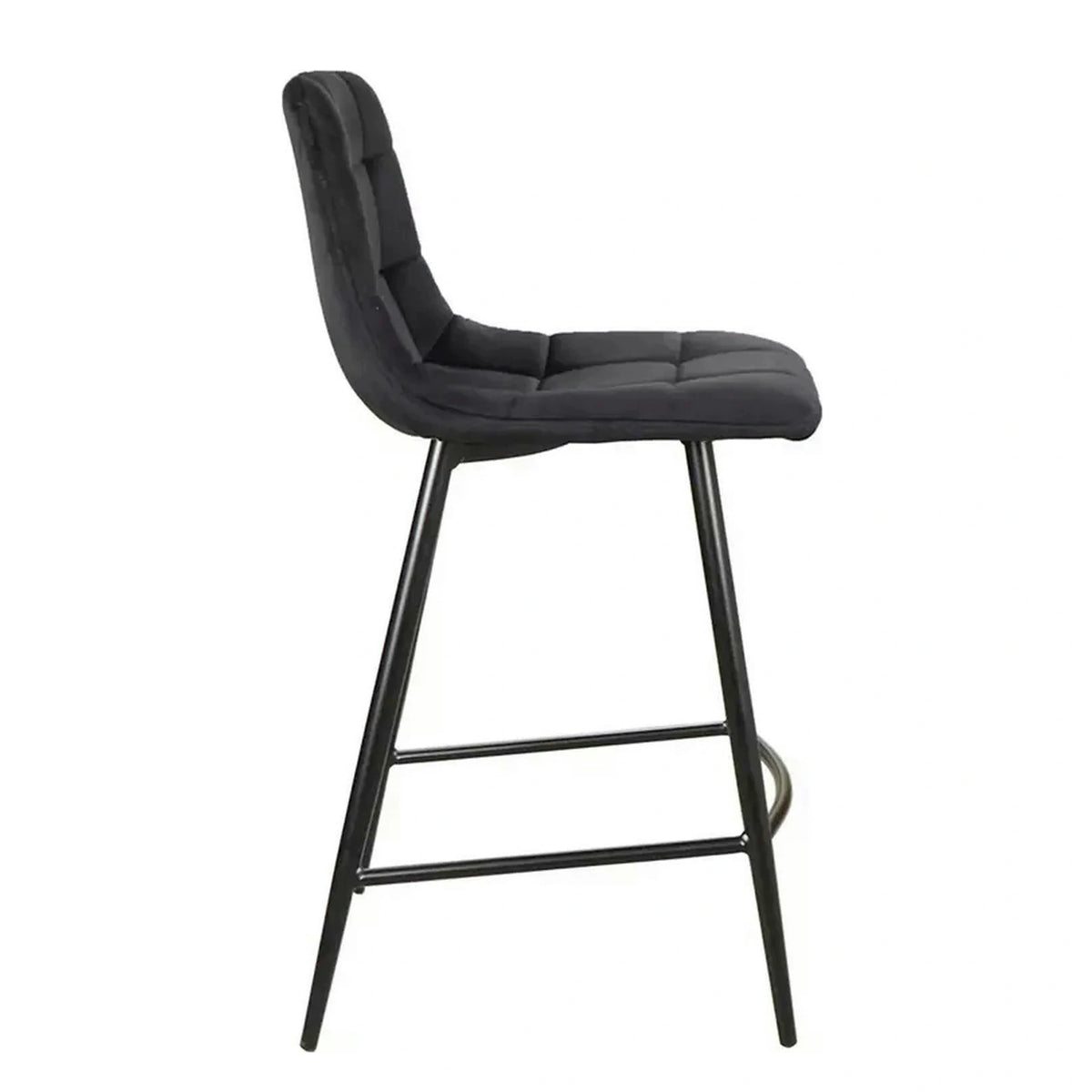 Scaun bar MILA H-2, negru, stofa catifelata/metal, 43x38x87 cm
