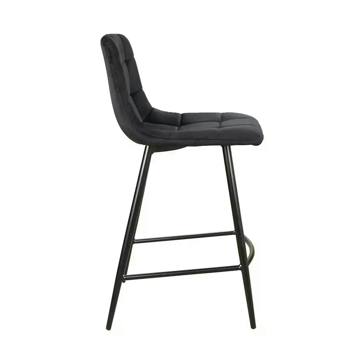 Scaun bar MILA H-2, negru, stofa catifelata/metal, 43x38x87 cm