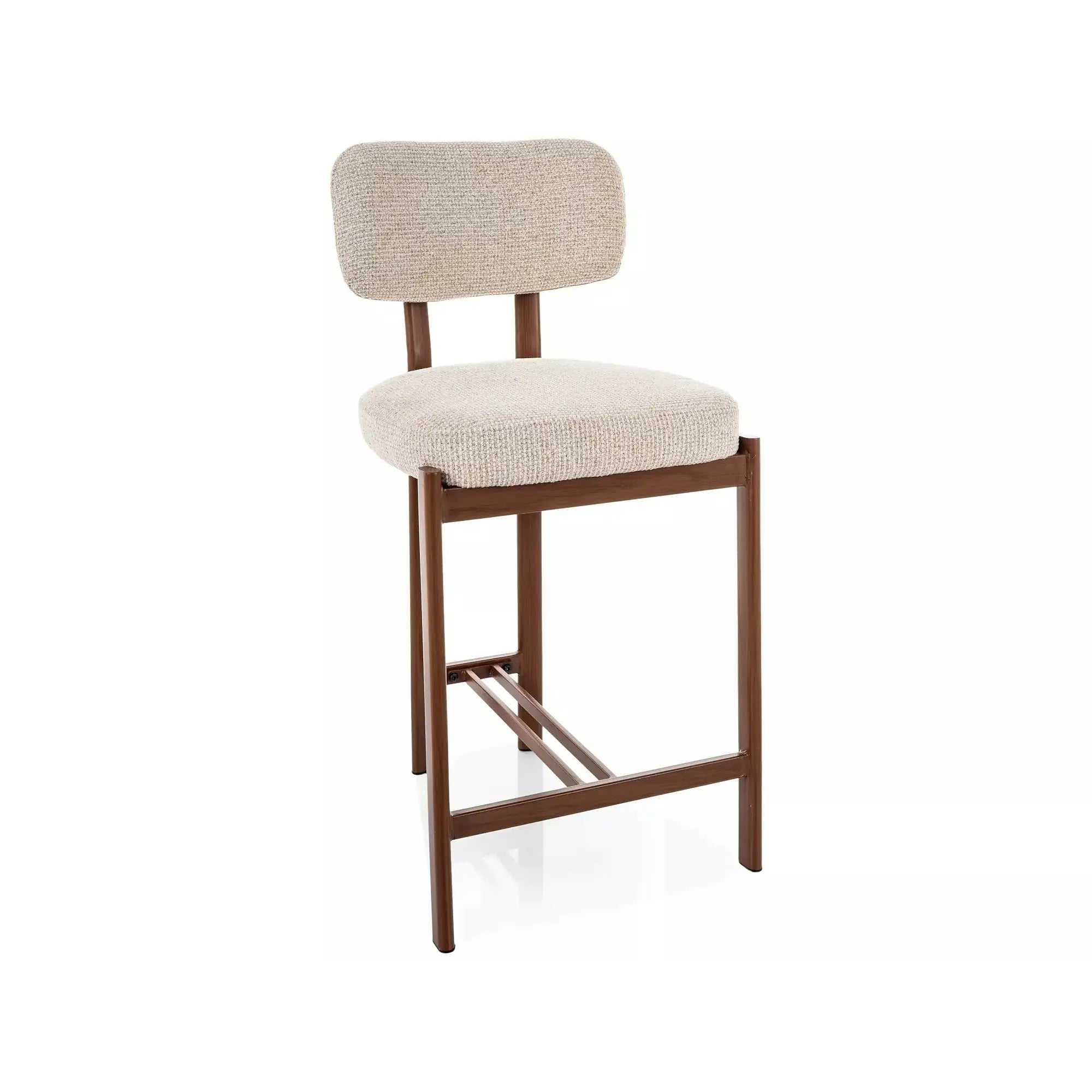 Scaun bar MISAKI H-2, bej deschis/nuc, stofă/metal, 45x44x92 cm