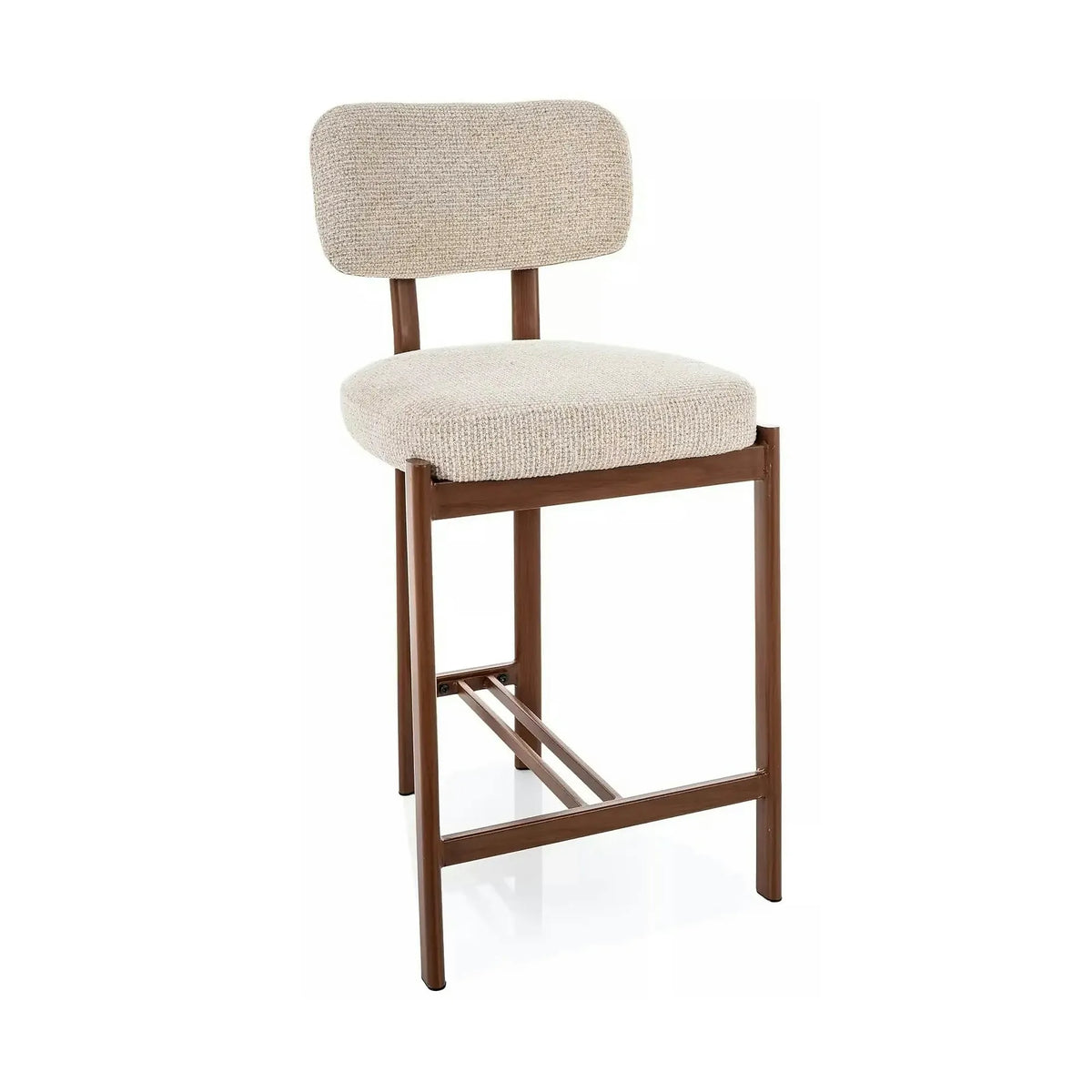 Scaun bar MISAKI H-2, bej deschis/nuc, stofă/metal, 45x44x92 cm