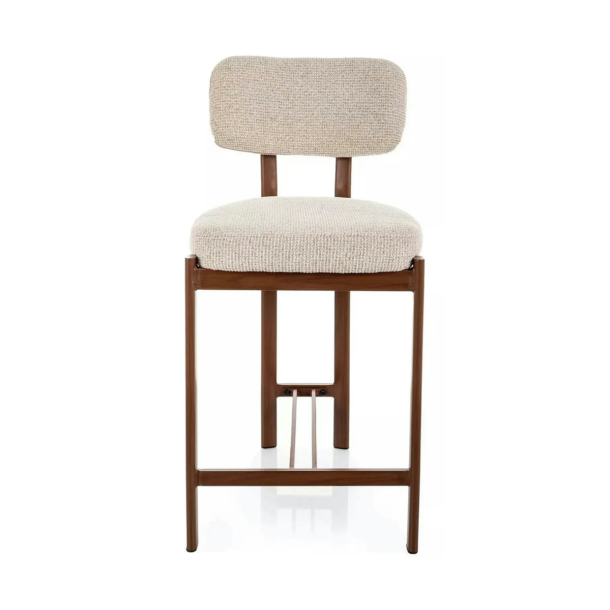 Scaun bar MISAKI H-2, bej deschis/nuc, stofă/metal, 45x44x92 cm