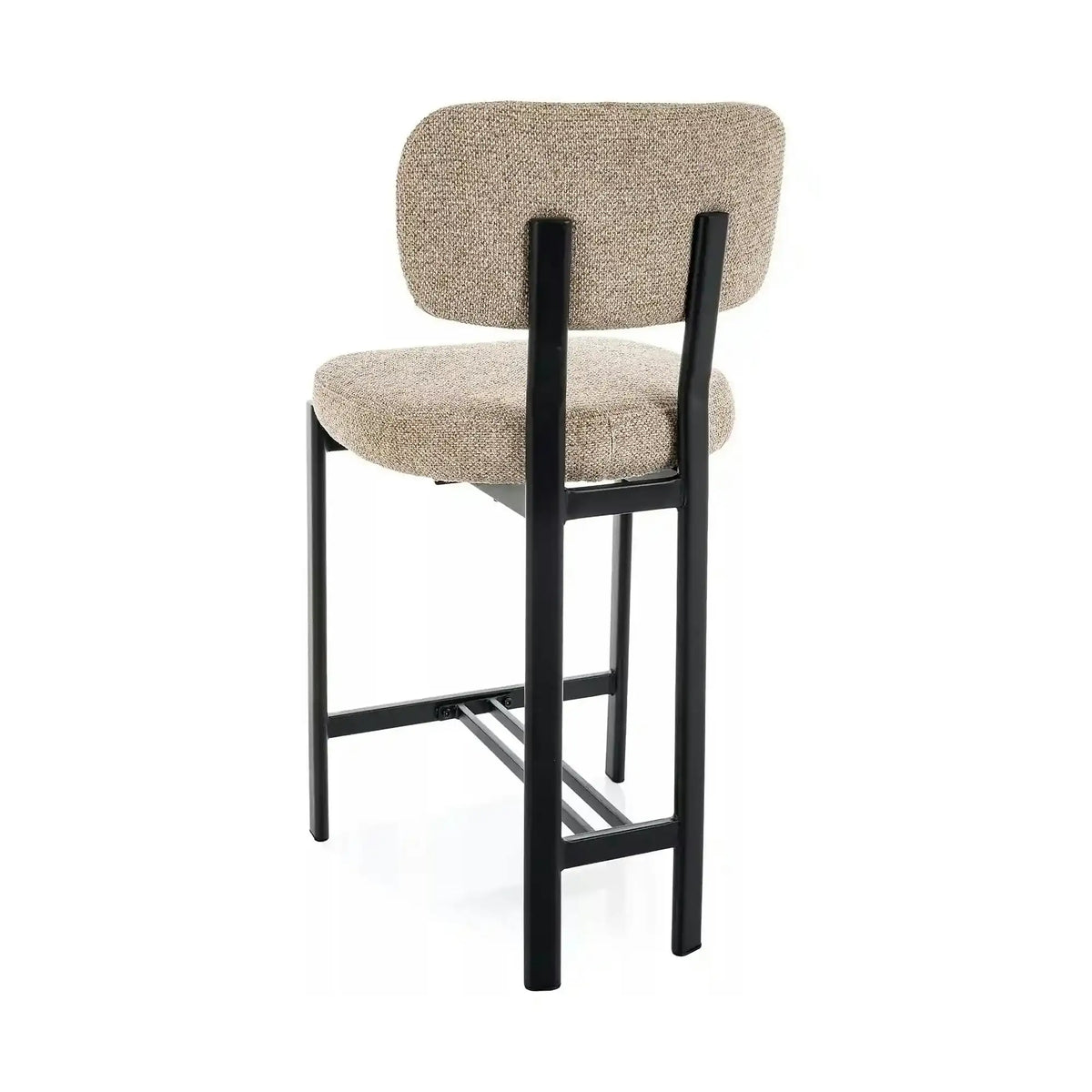 Scaun bar MISAKI H-2, bej/negru, stofă/metal, 45x44x92 cm