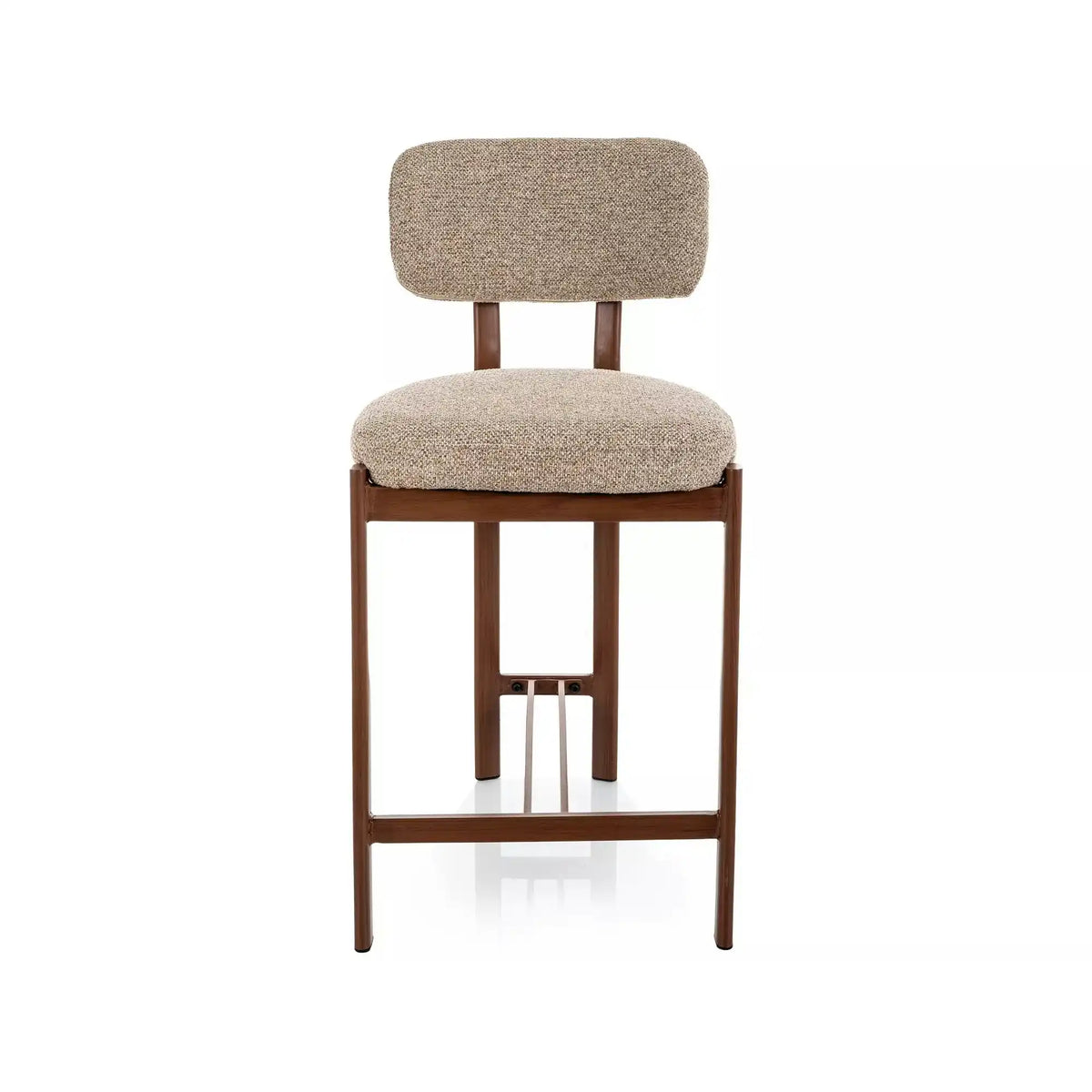 Scaun bar MISAKI H-2, bej/nuc, stofă/metal, 45x44x92 cm