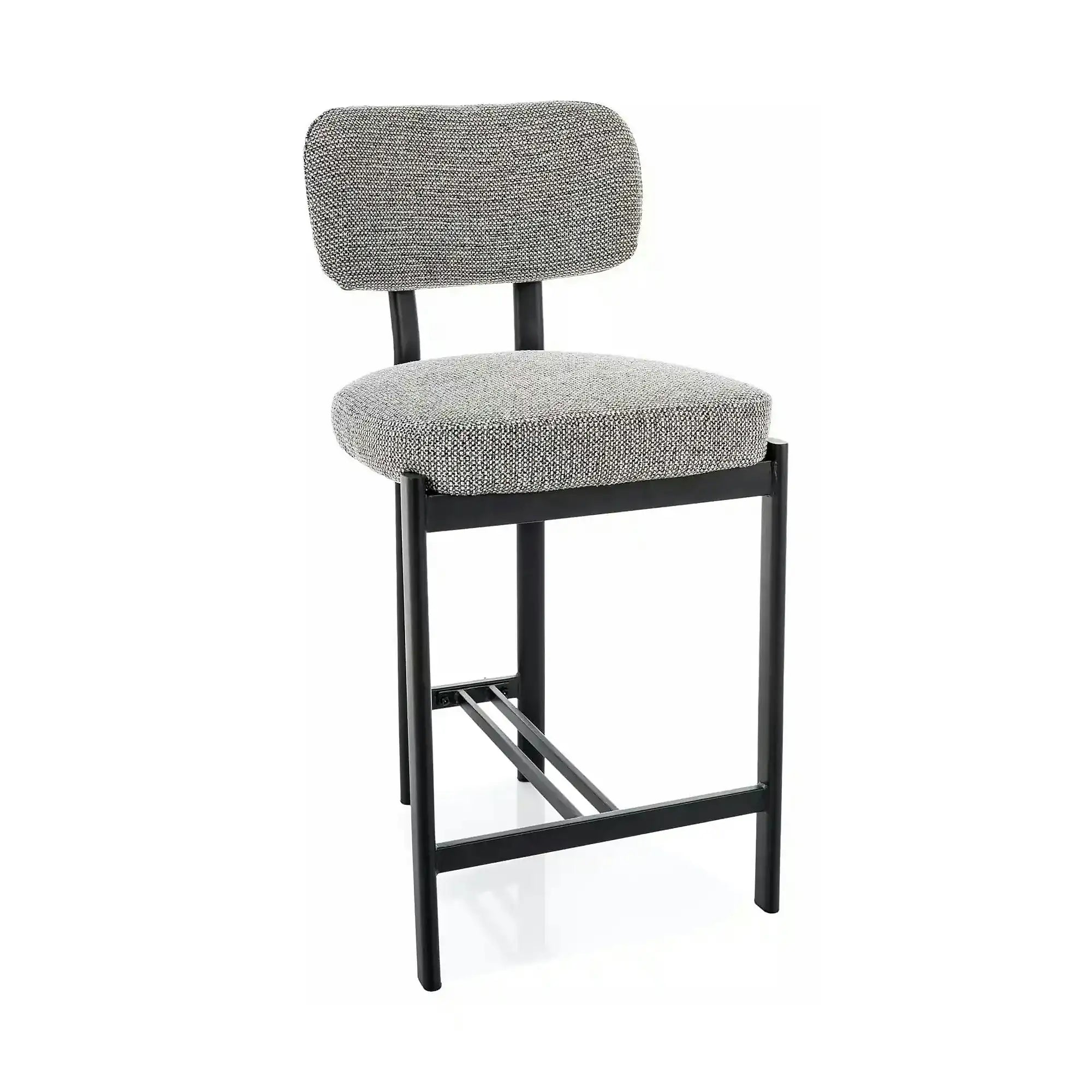 Scaun bar MISAKI H-2, gri/negru, stofă/metal, 45x44x92 cm