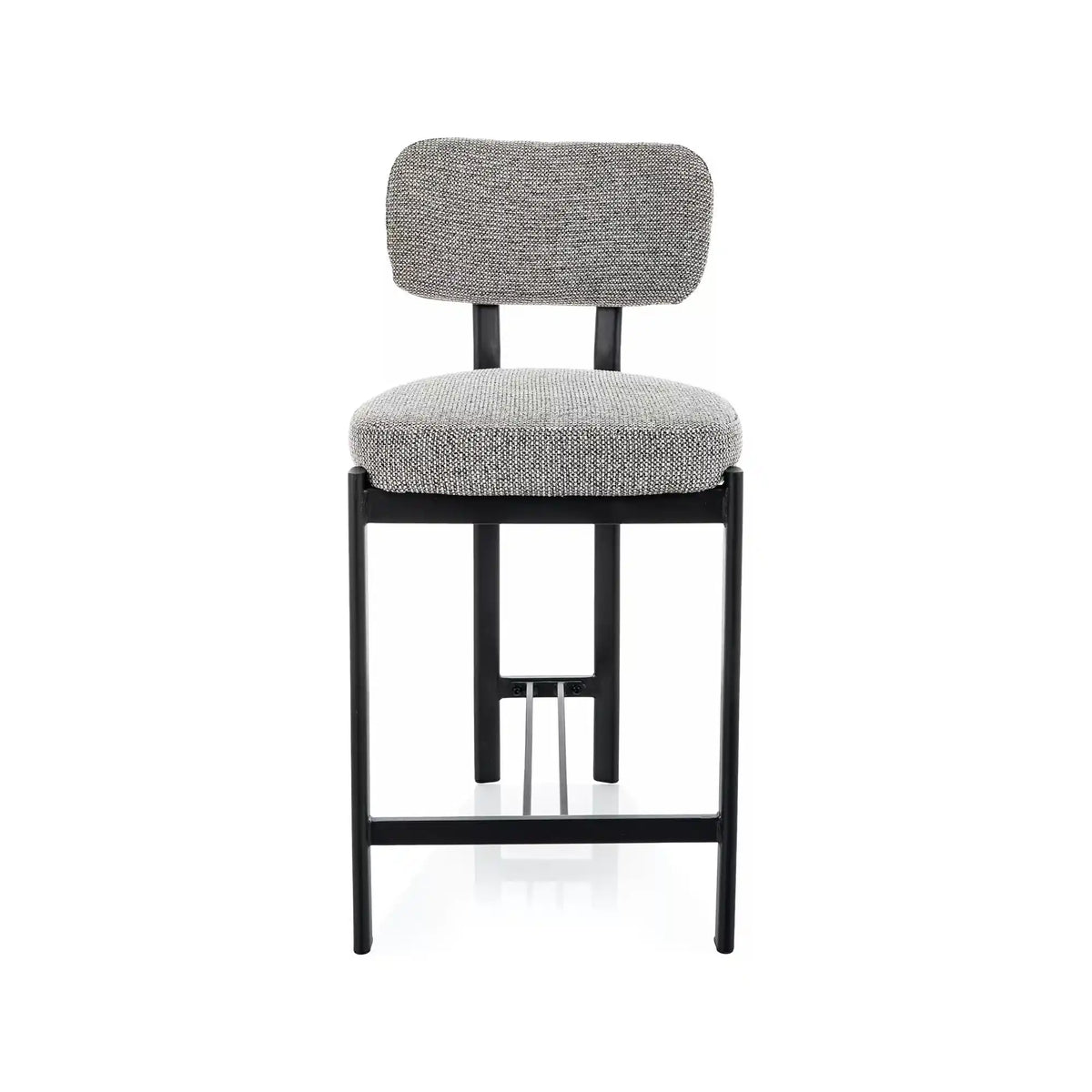 Scaun bar MISAKI H-2, gri/negru, stofă/metal, 45x44x92 cm