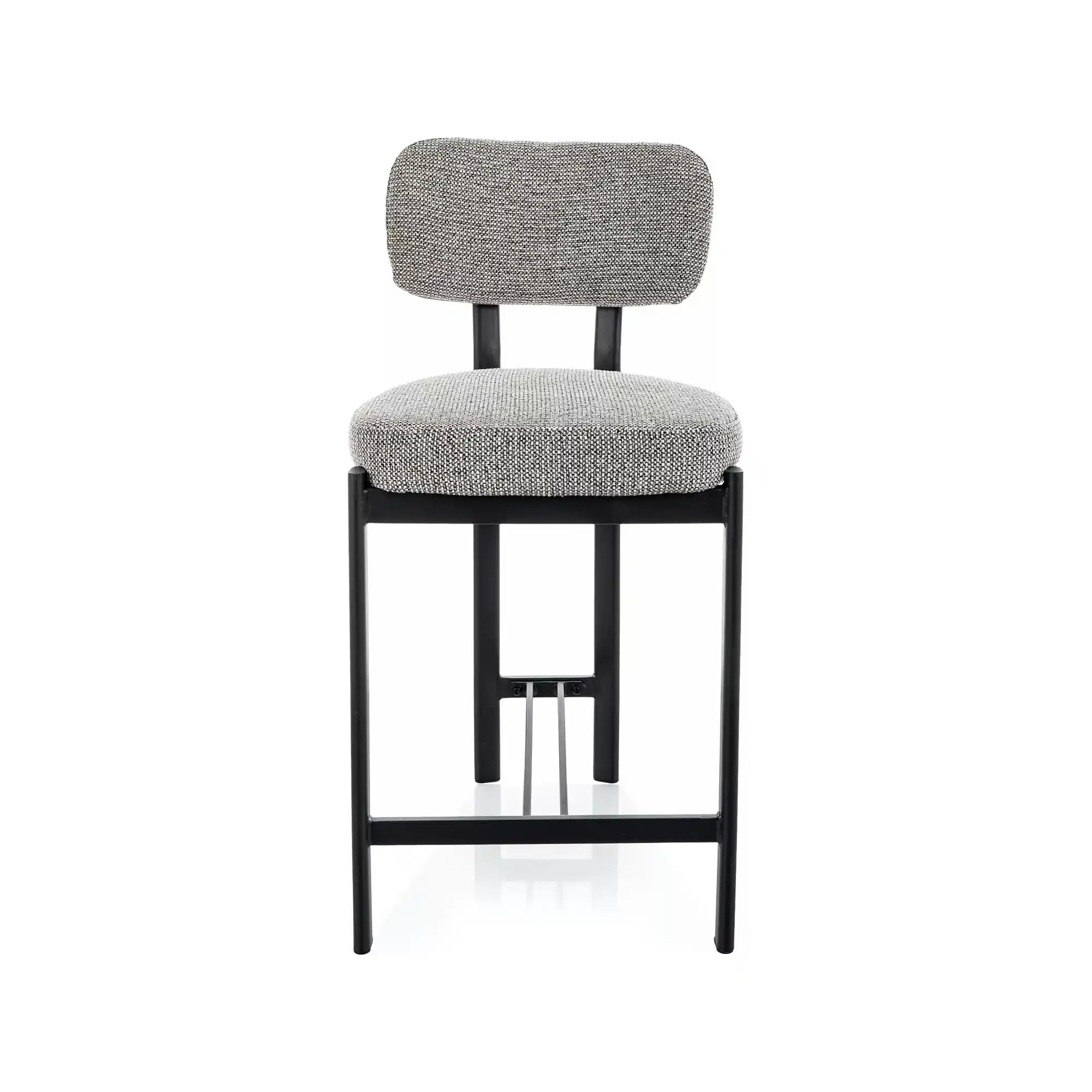 Scaun bar MISAKI H-2, gri/negru, stofă/metal, 45x44x92 cm